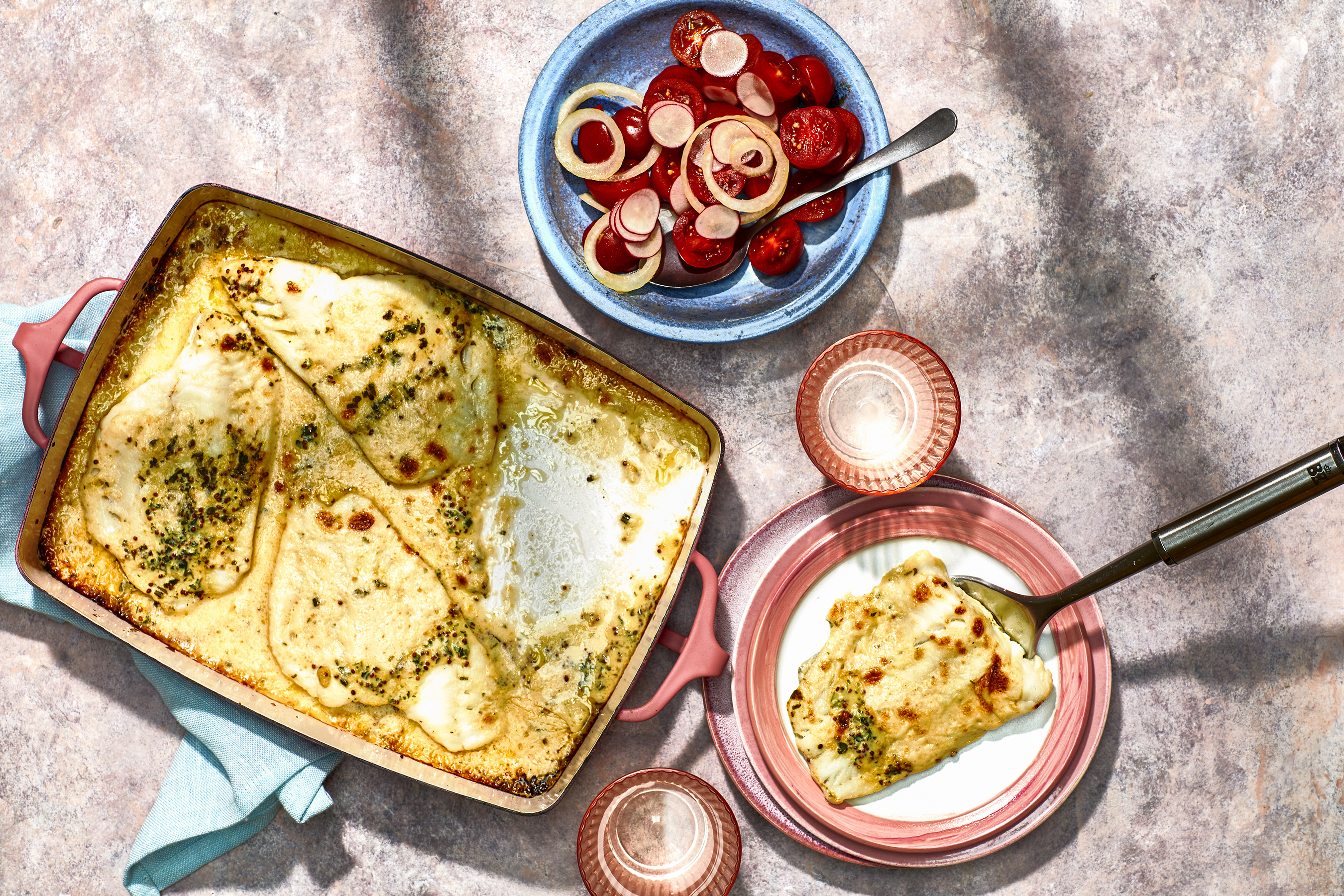 Gegratineerde visfilets met parmezaan