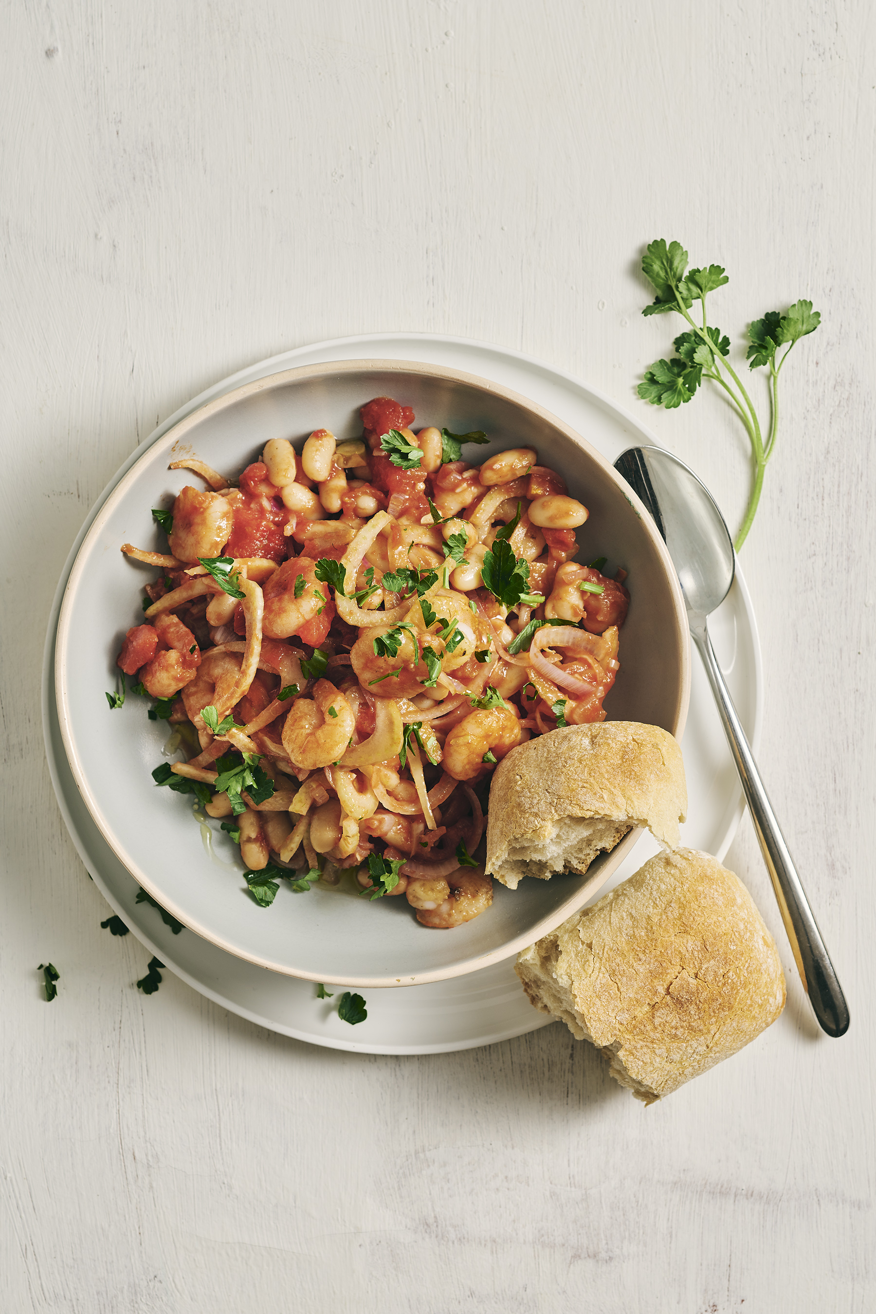 Snelle stoof met garnalen en venkel