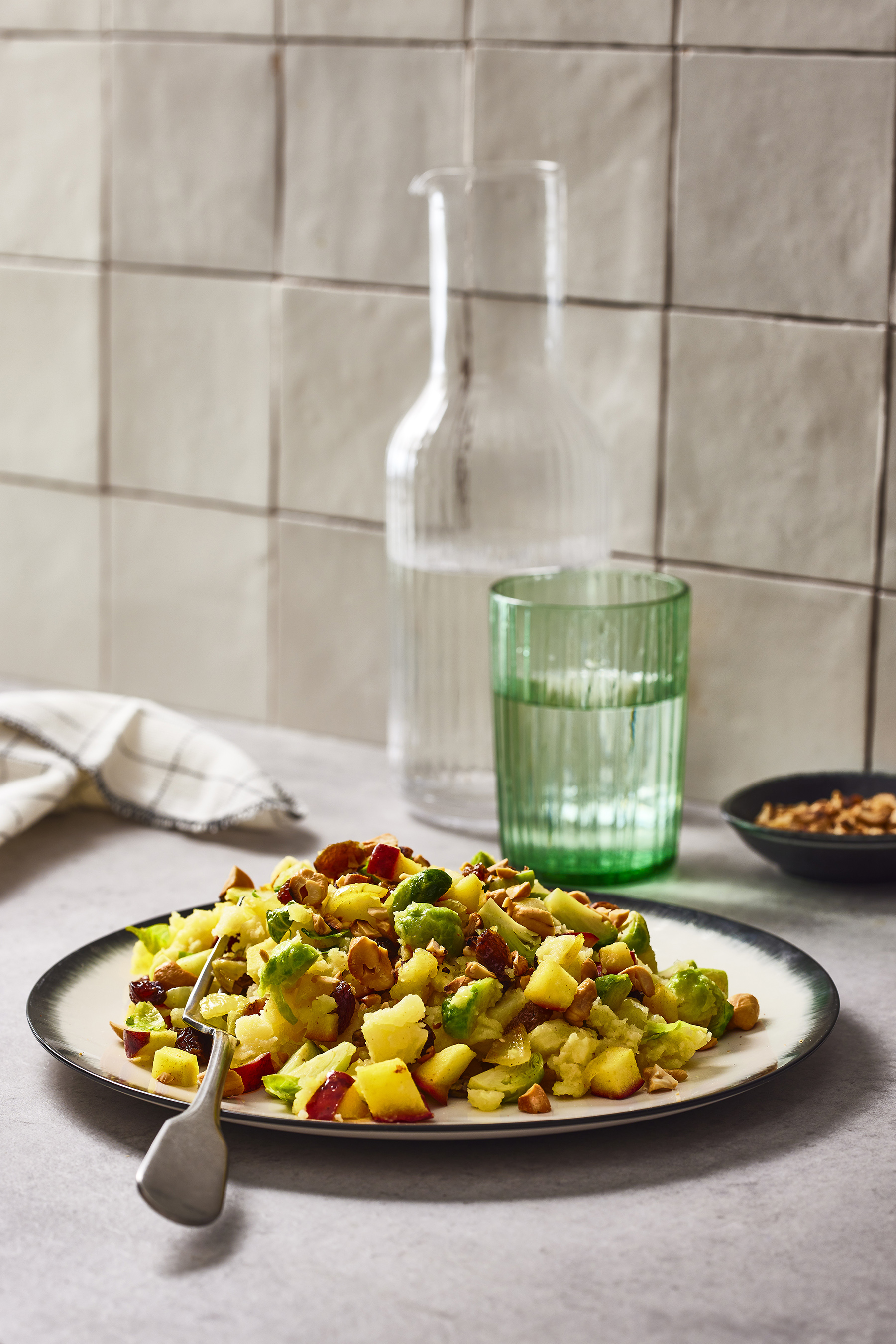 Spruitjesstamp met kerrie en appel