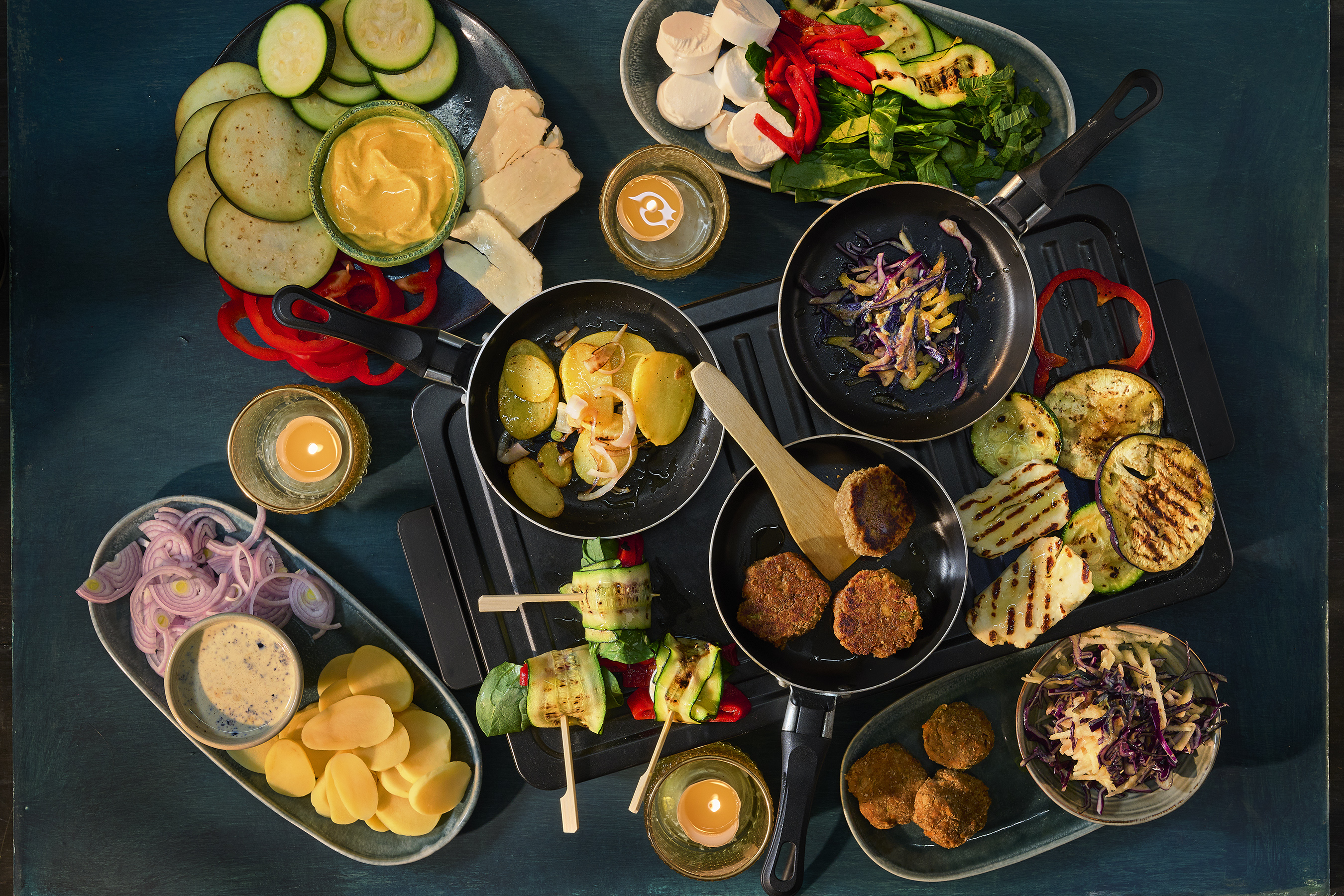 Groentepannetje met gegrilde halloumi