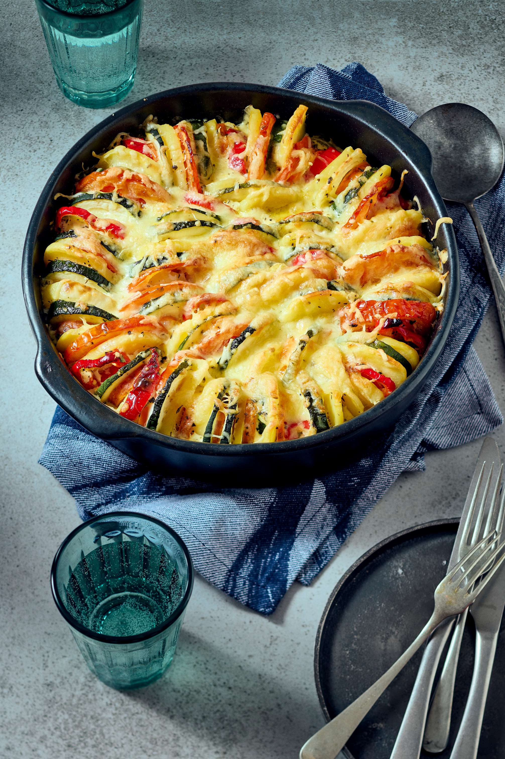 Bonte groentengratin met boerenkaas