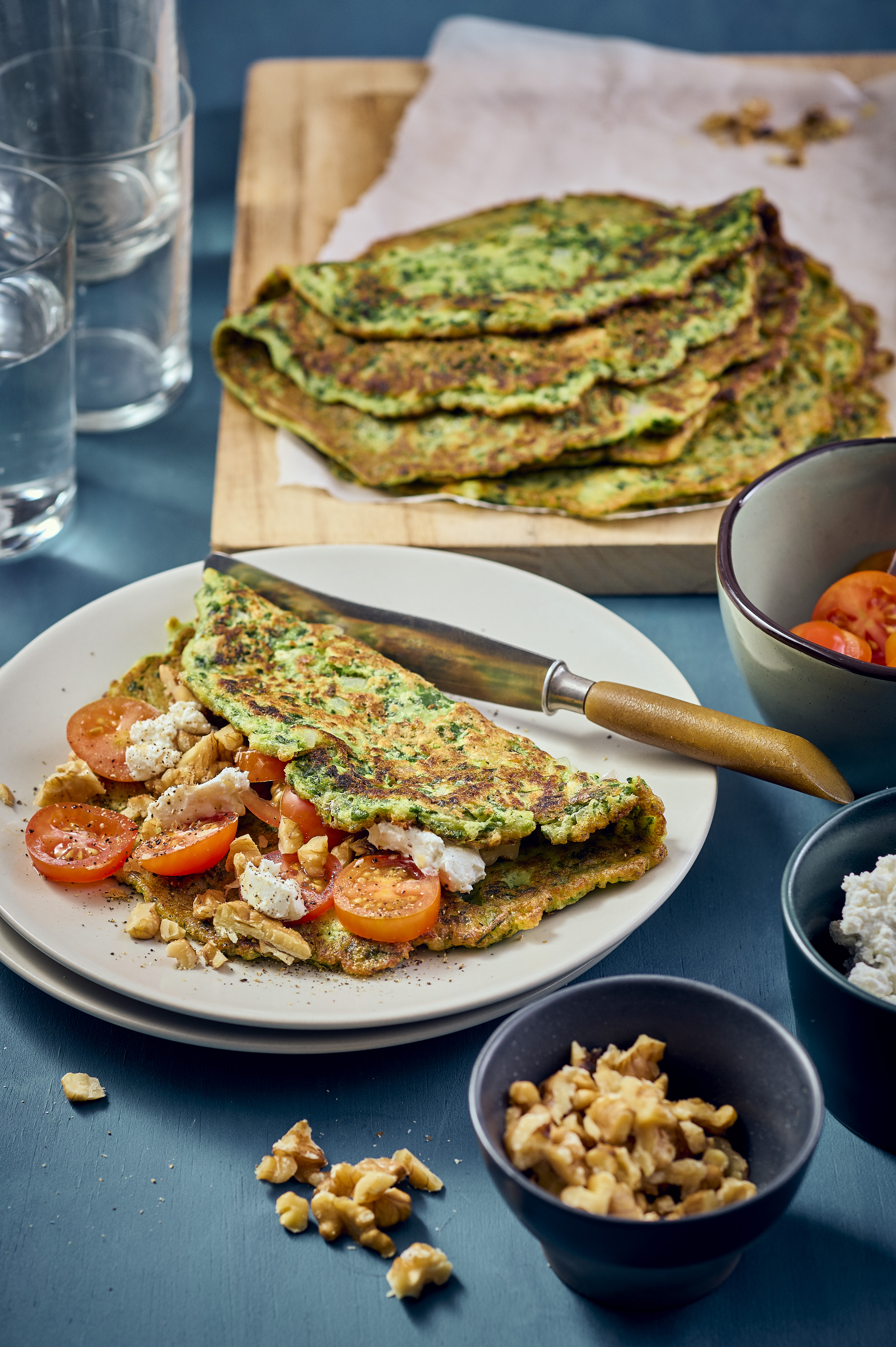 Spinaziepannenkoeken met geitenkaas
