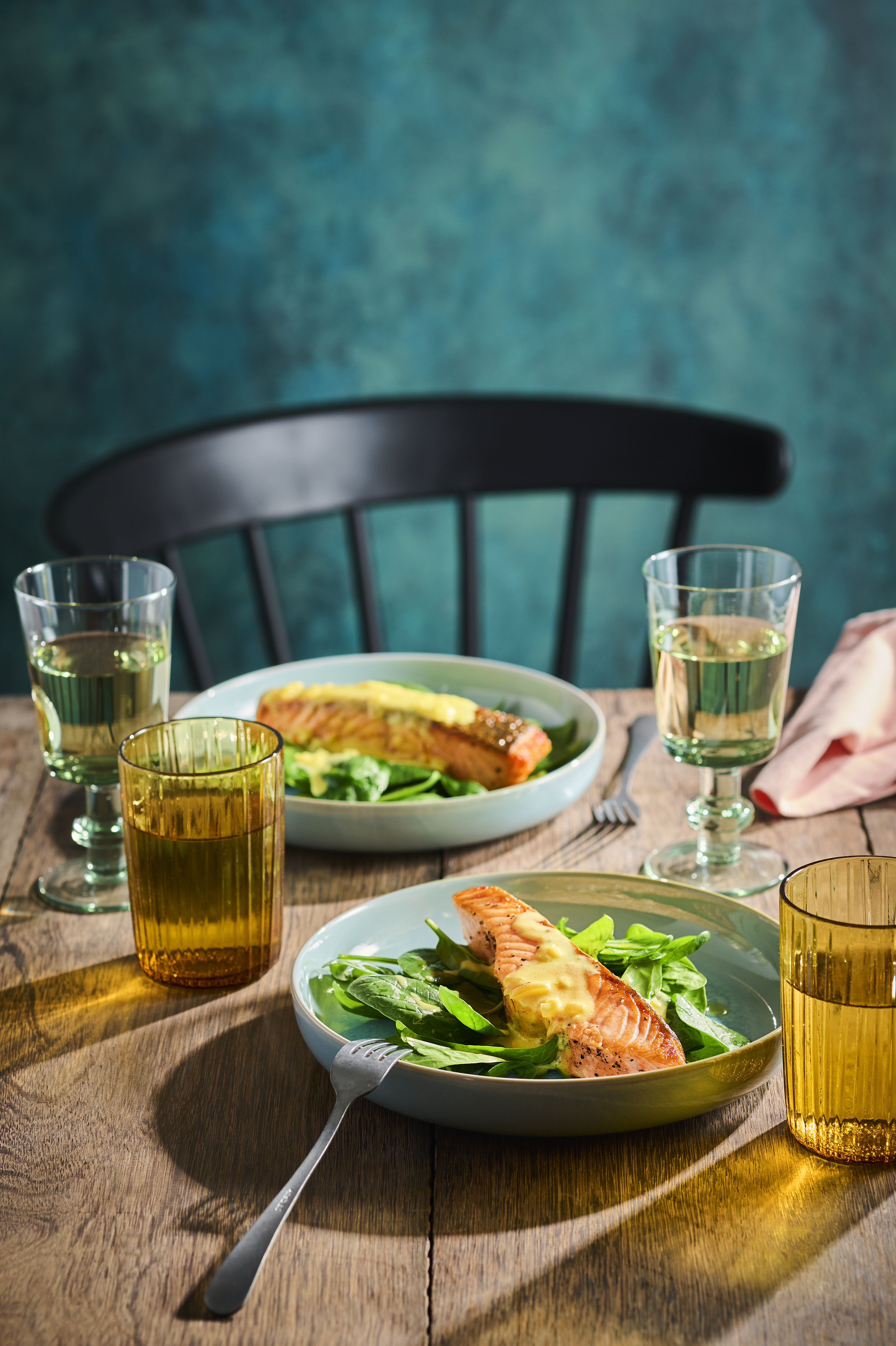 Zalm met saffraansaus