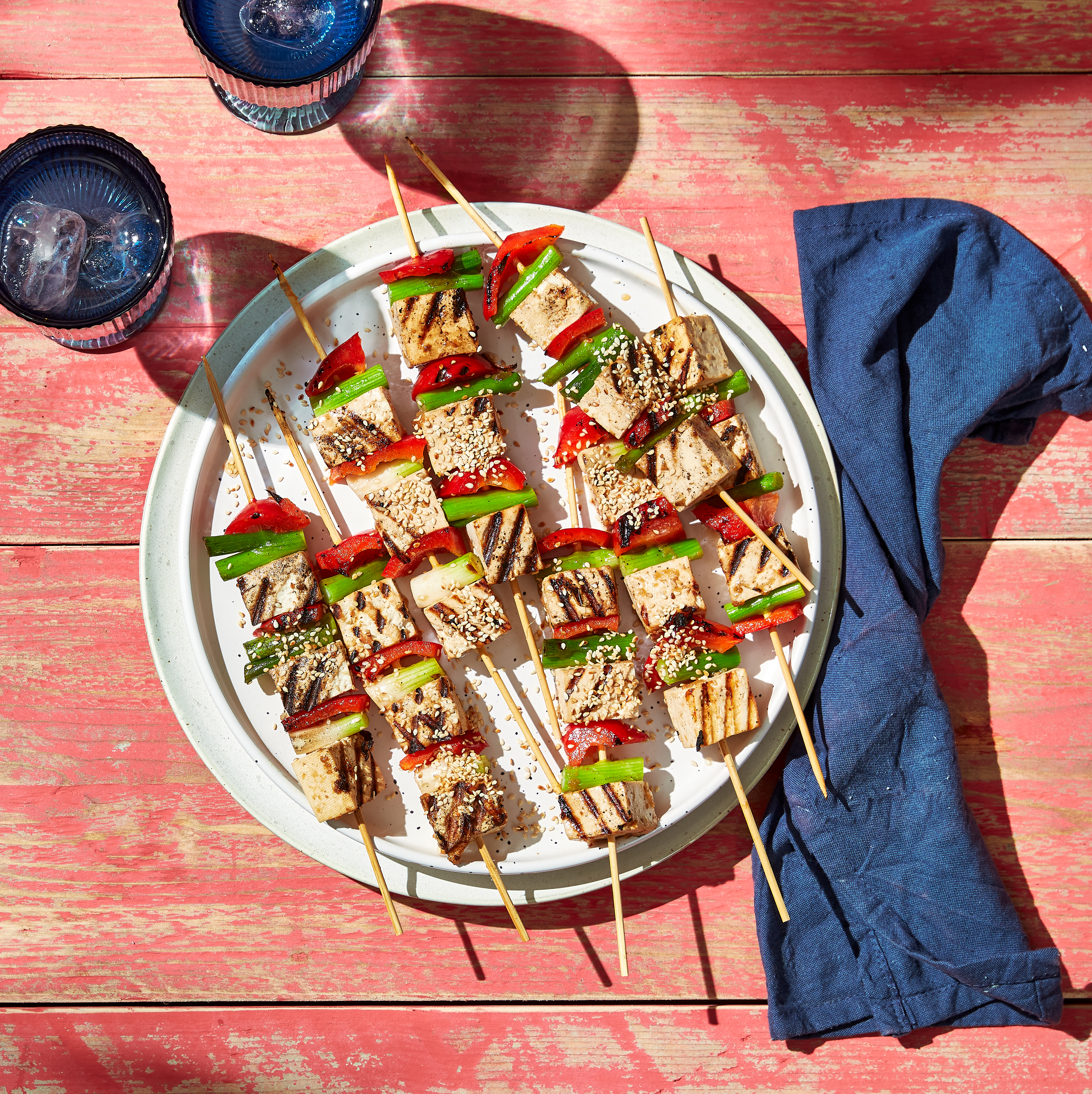 Gegrilde teriyaki-tofuspiesjes