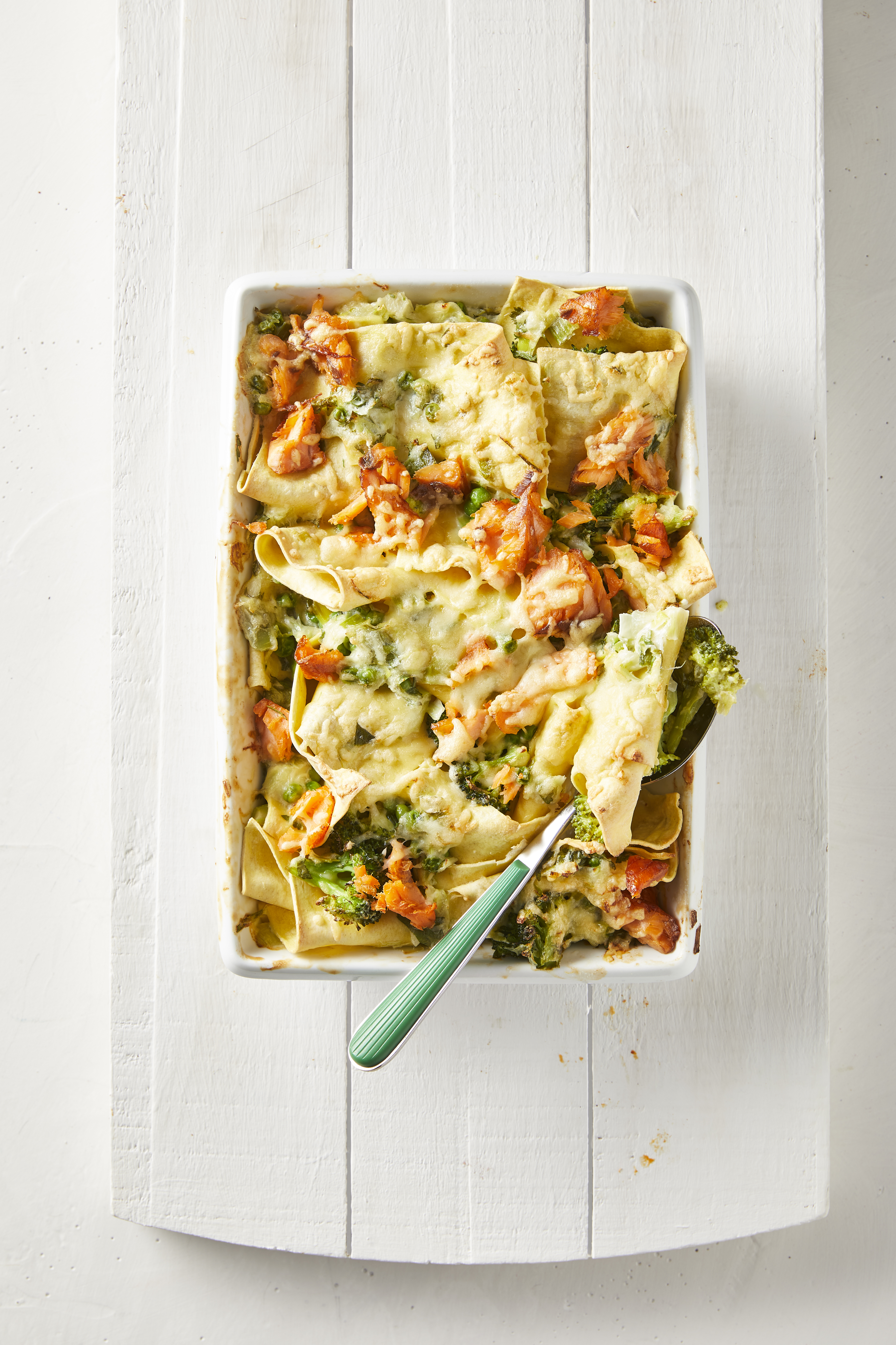 Romige lasagnette met zalm en broccoli