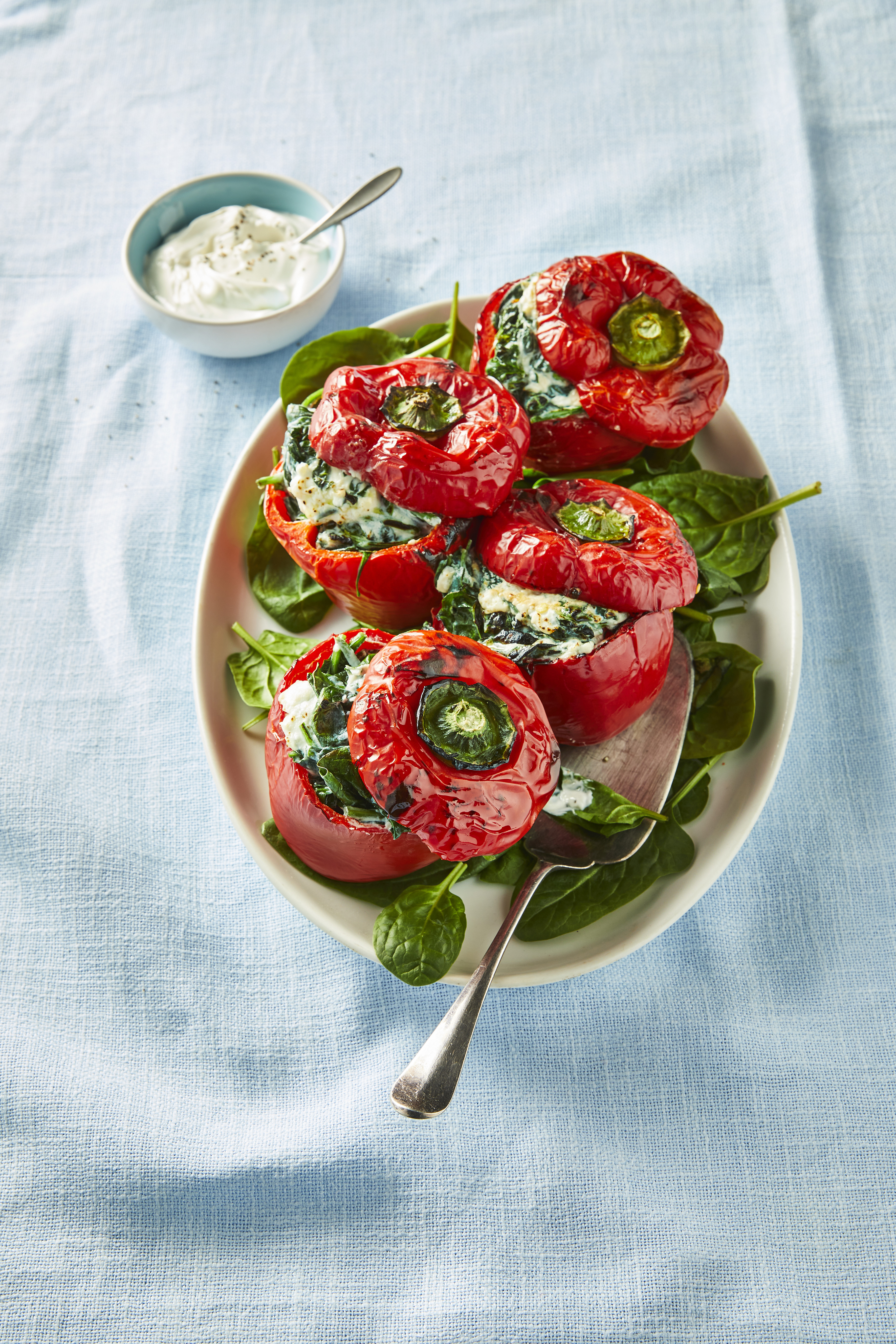 Gevulde paprika met spinazie en ricotta