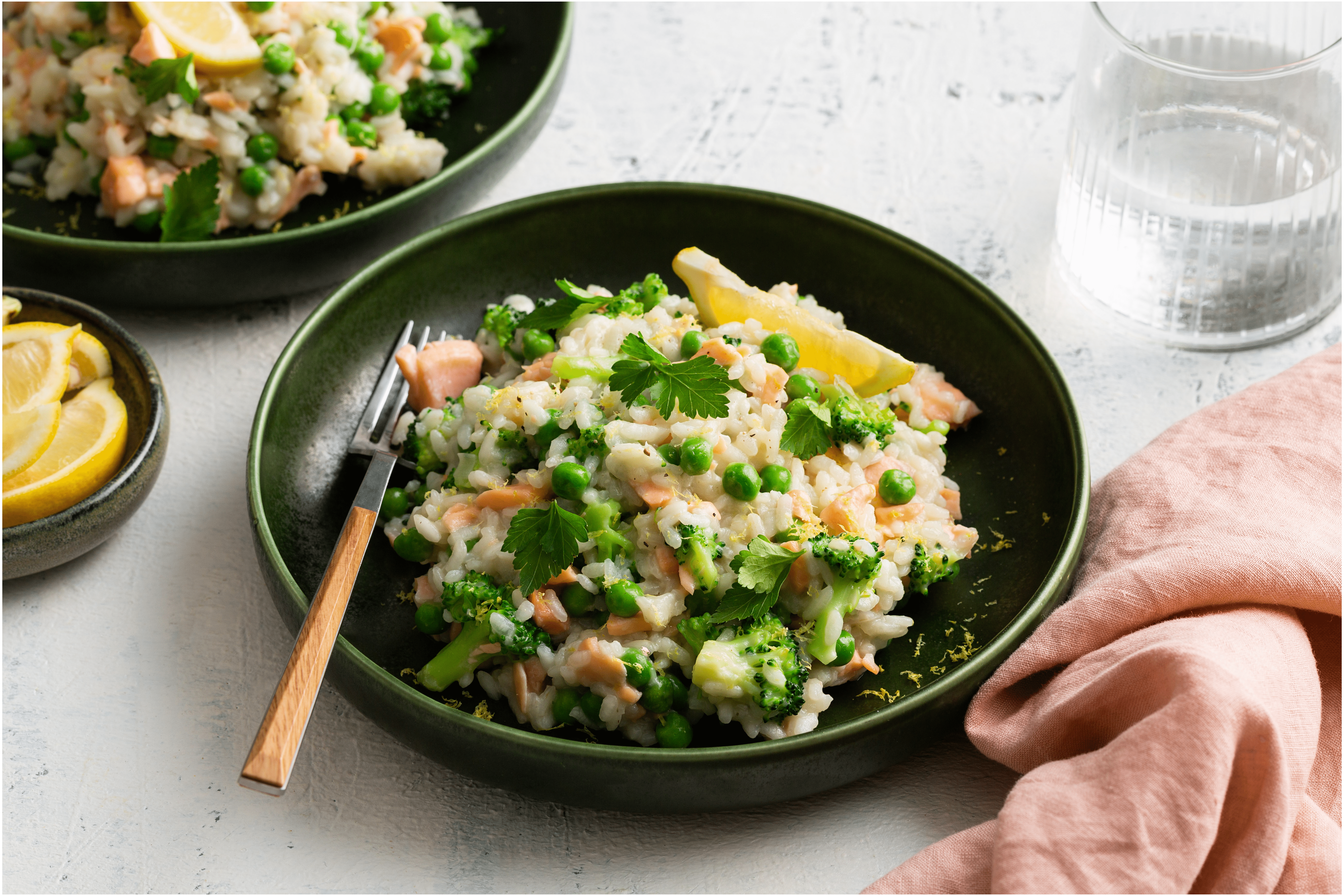 Risotto met zalm, broccoli en citroen