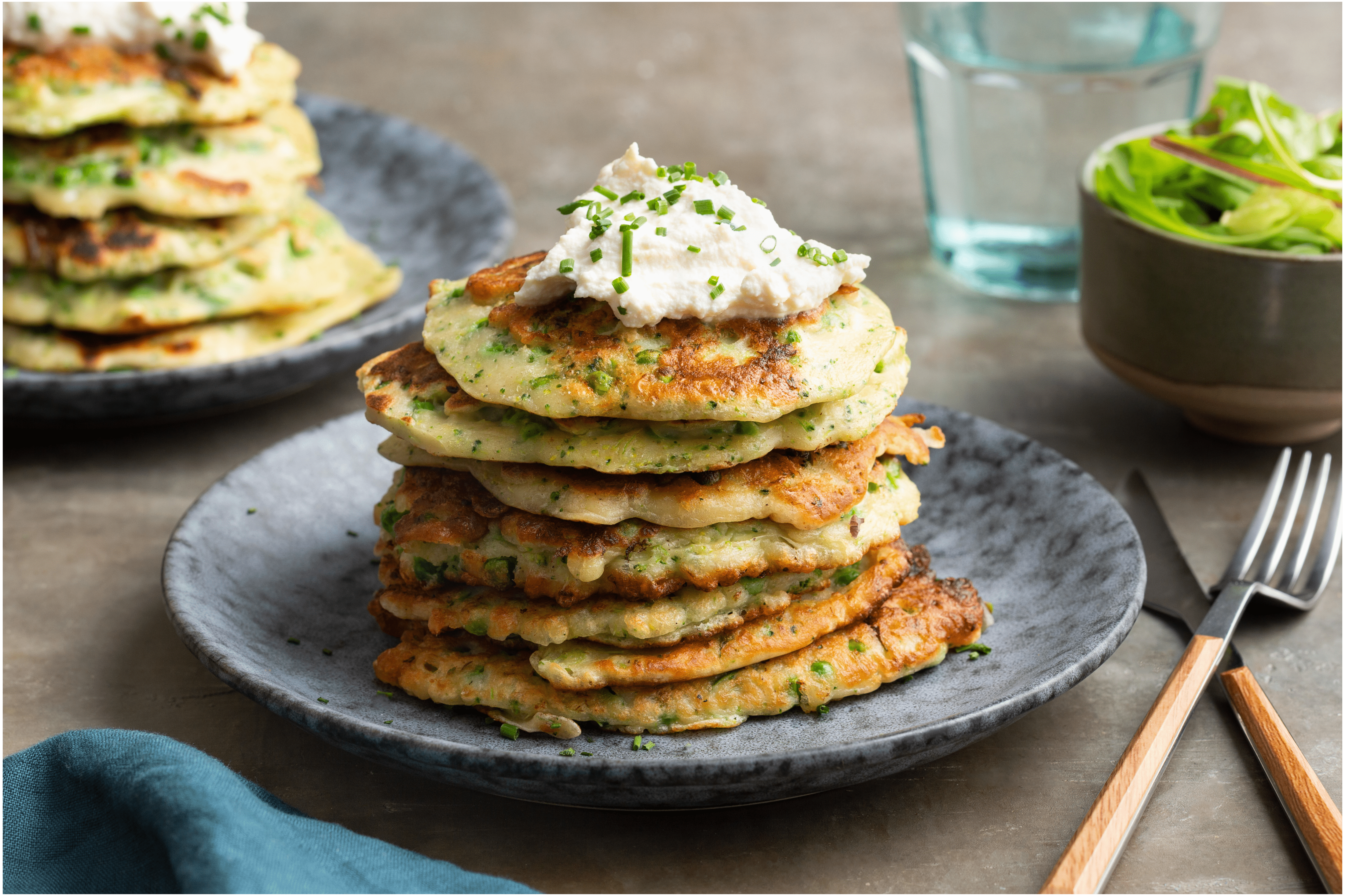 Groentenpannenkoekjes met citroen-ricotta