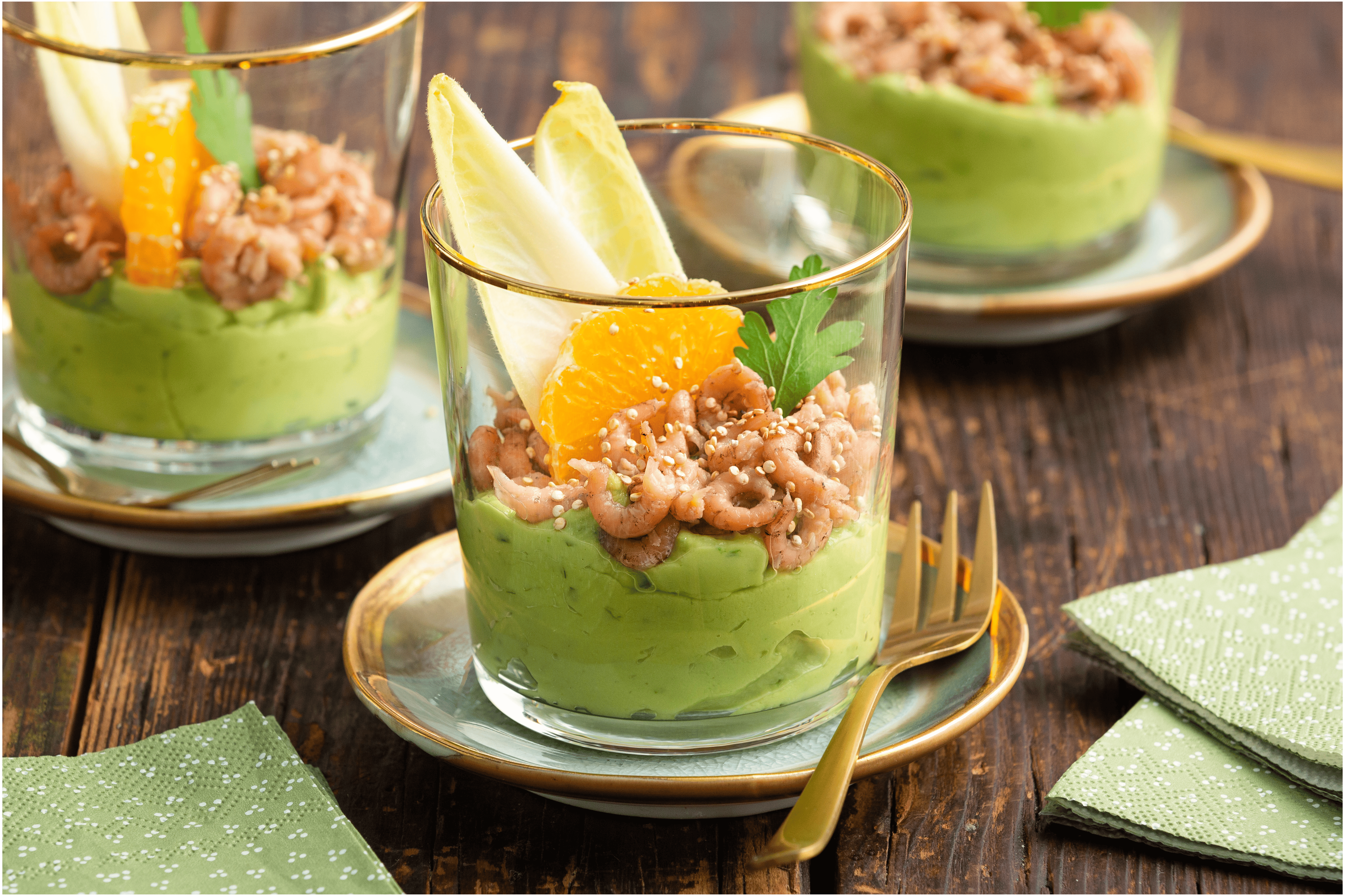 Garnalencocktail met avocado mousse en gepofte quinoa