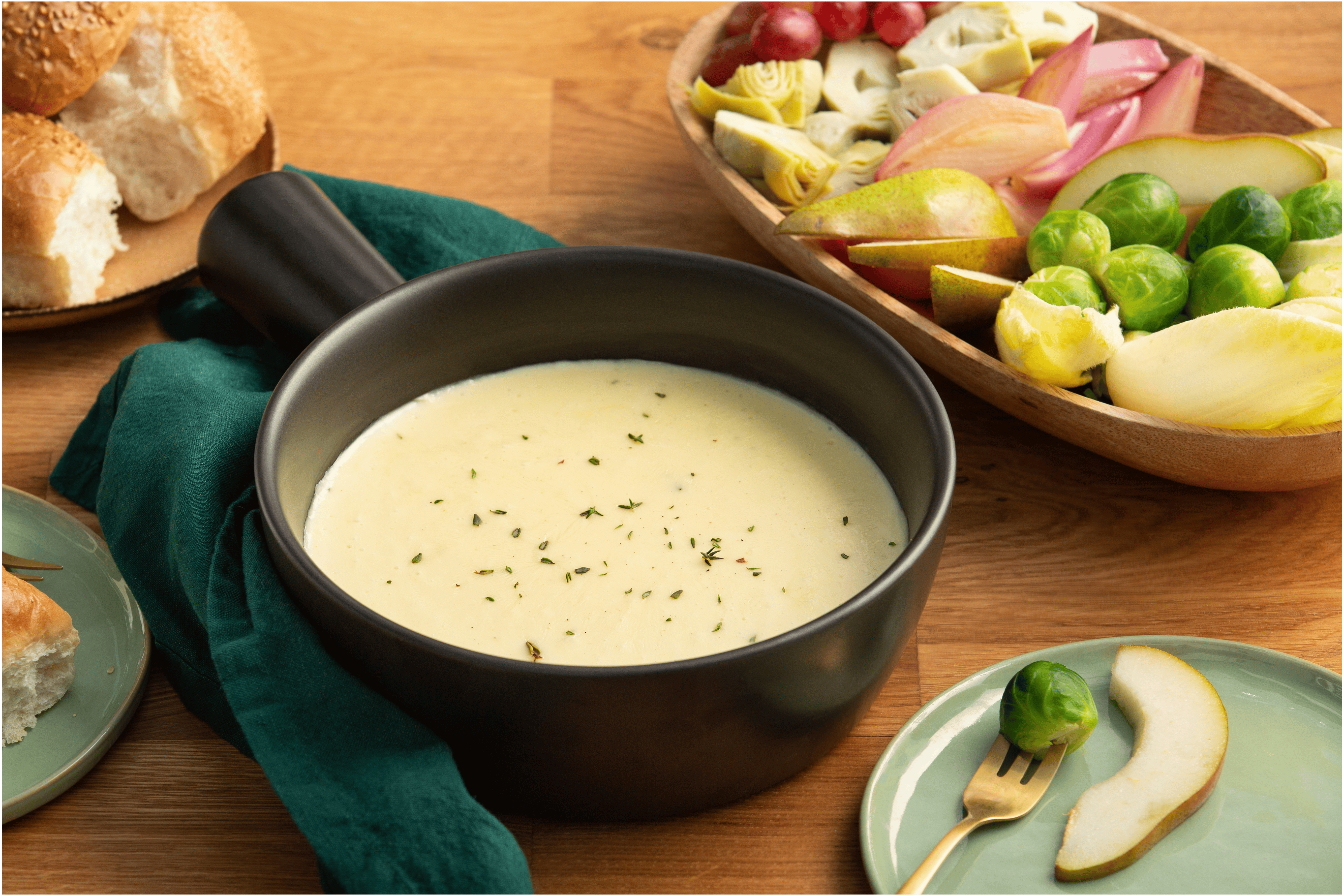 Vegetarische kerst kaasfondue