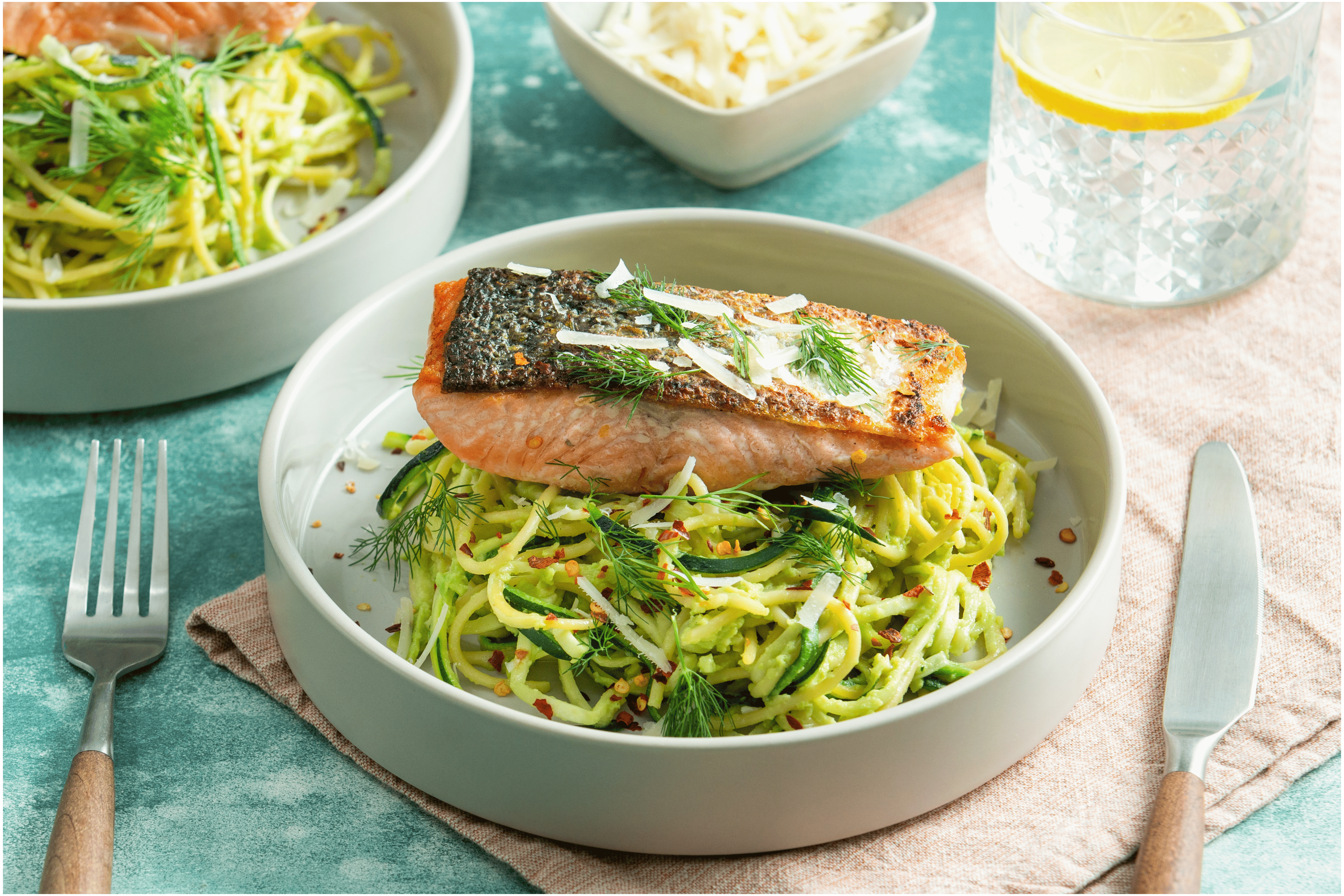 Romige spaghetti met zalm