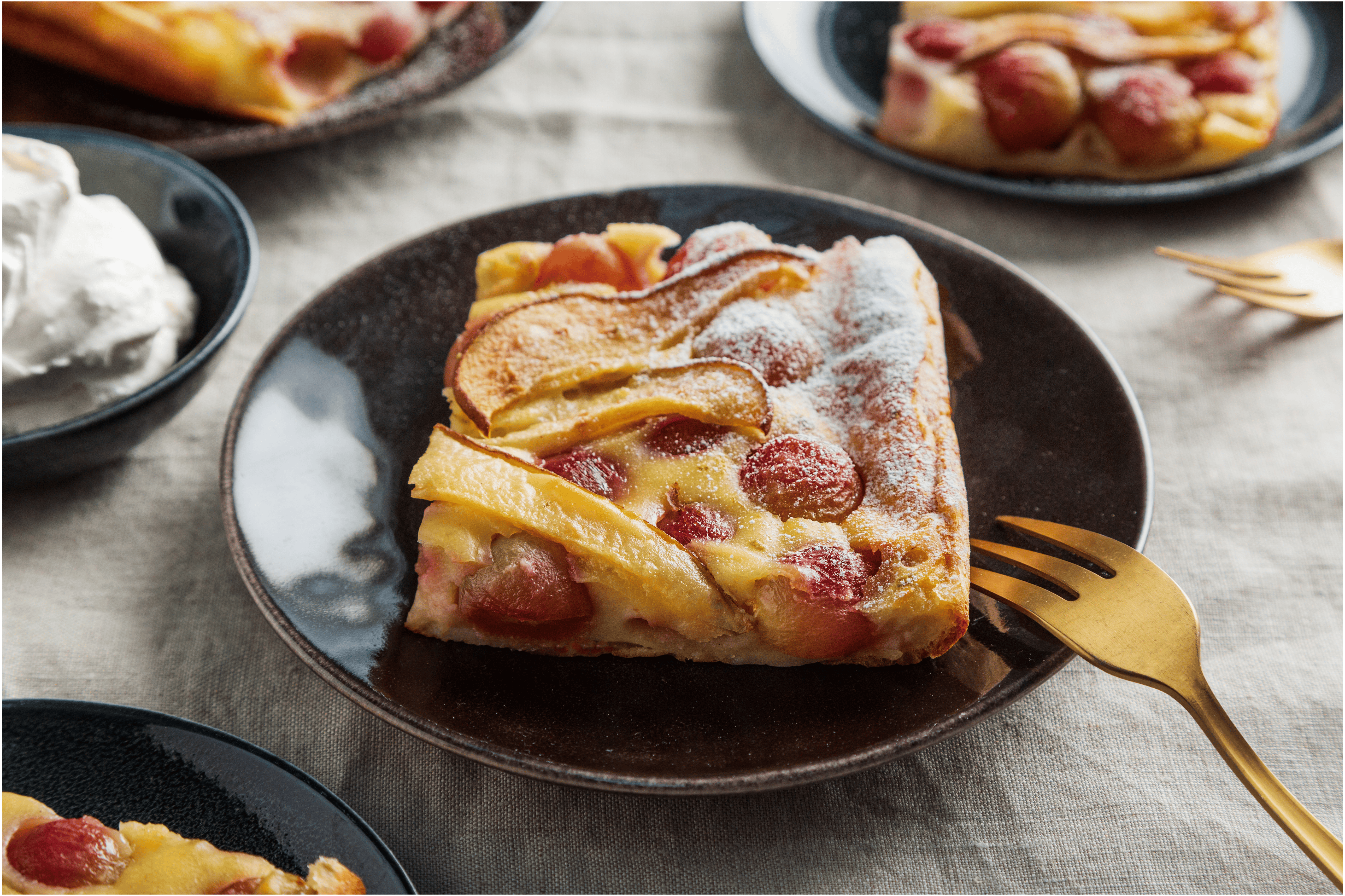 Druiven en peer clafoutis