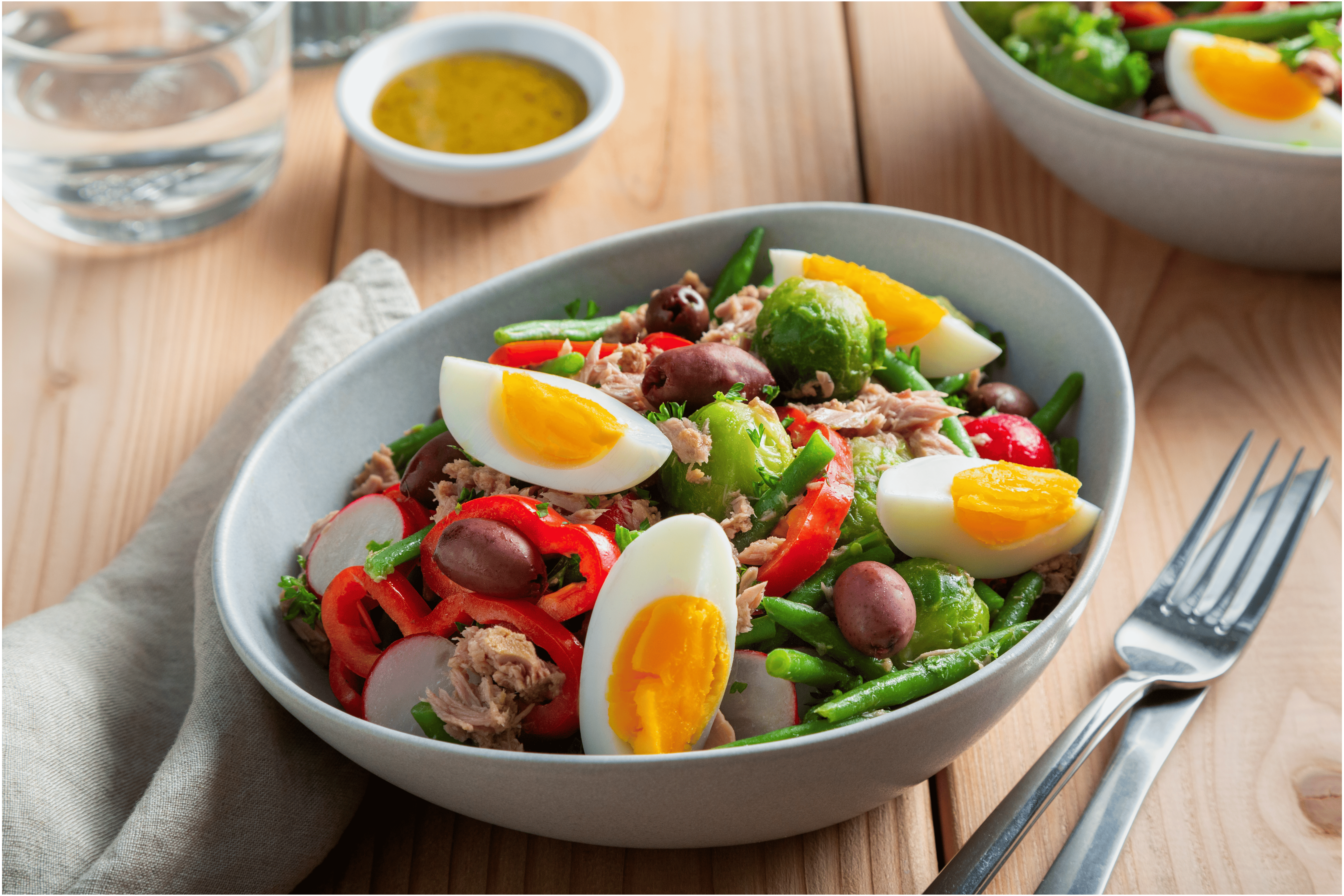 Haricot verts salade met tonijn en olijven
