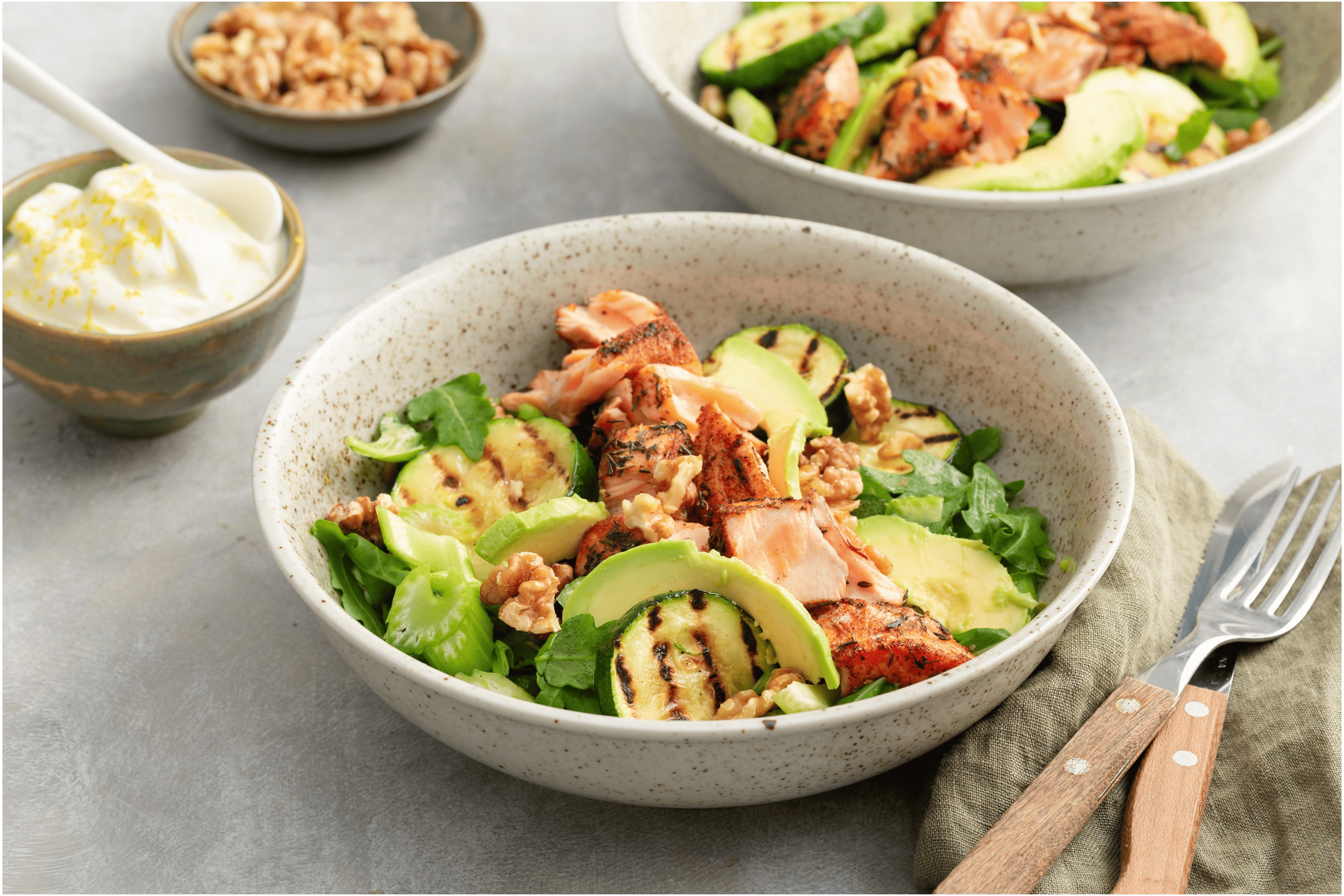 Salade met pulled salmon