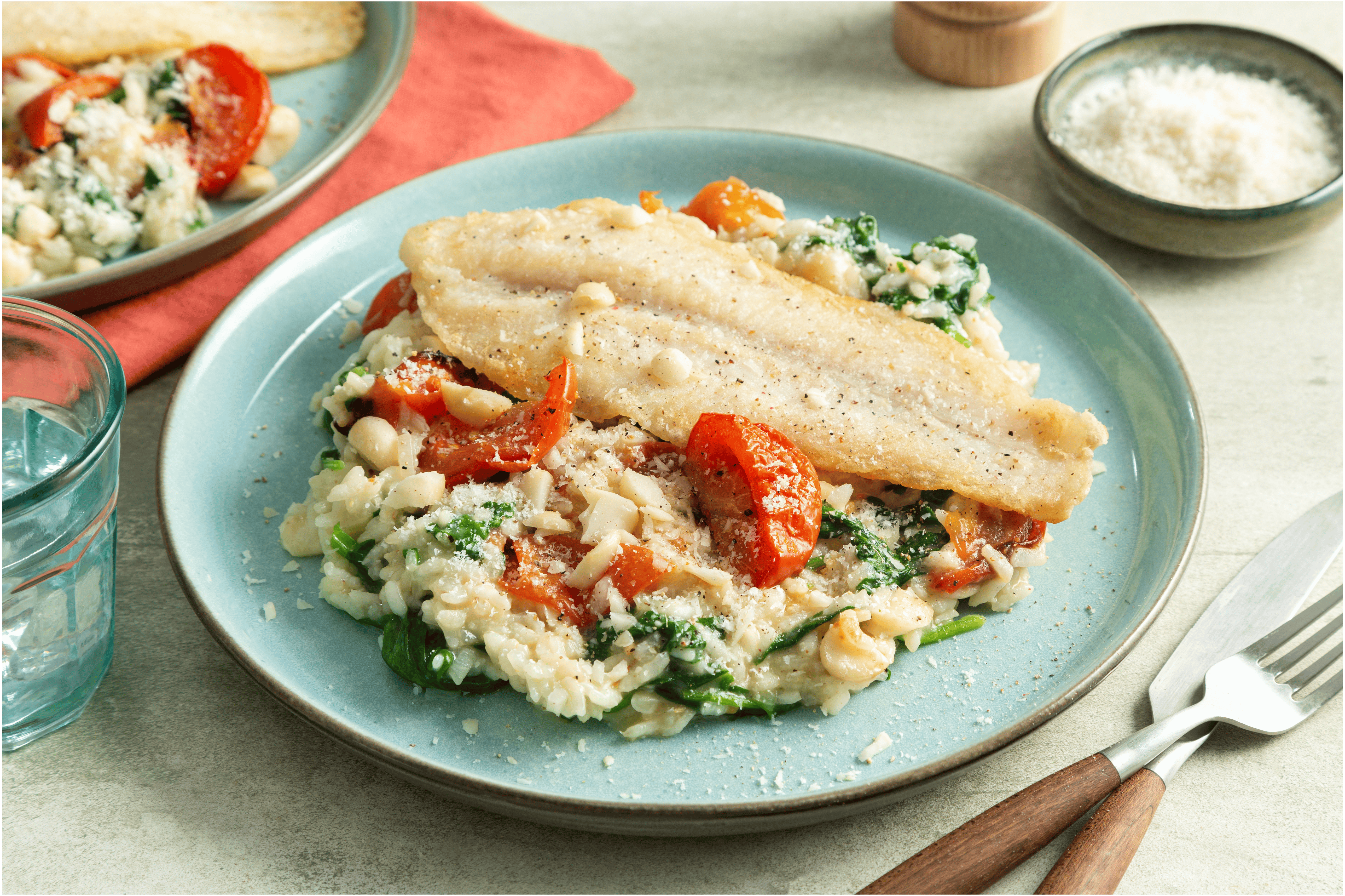 Risotto met spinazie en gebakken victoriabaars