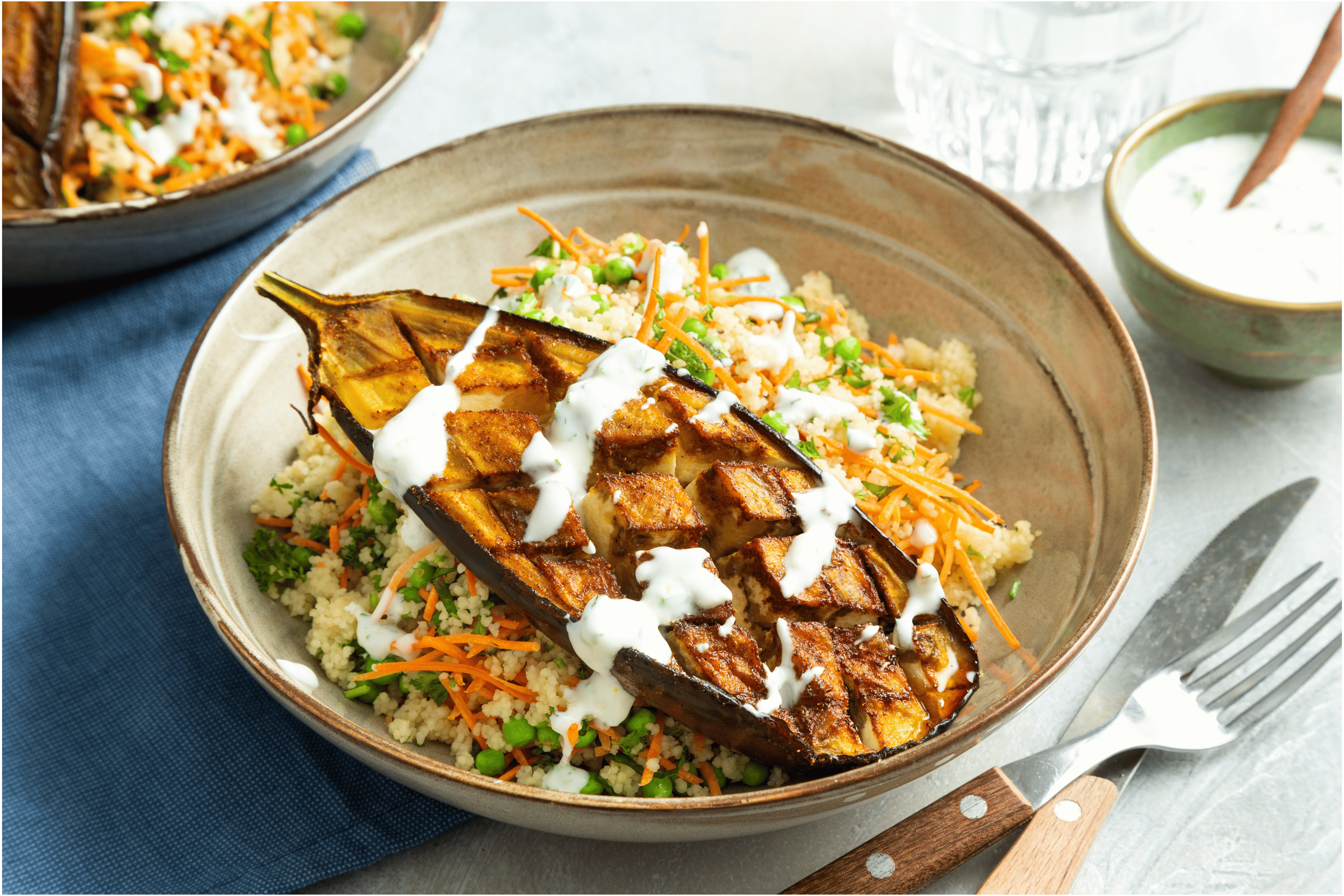 Geroosterde aubergine met couscous