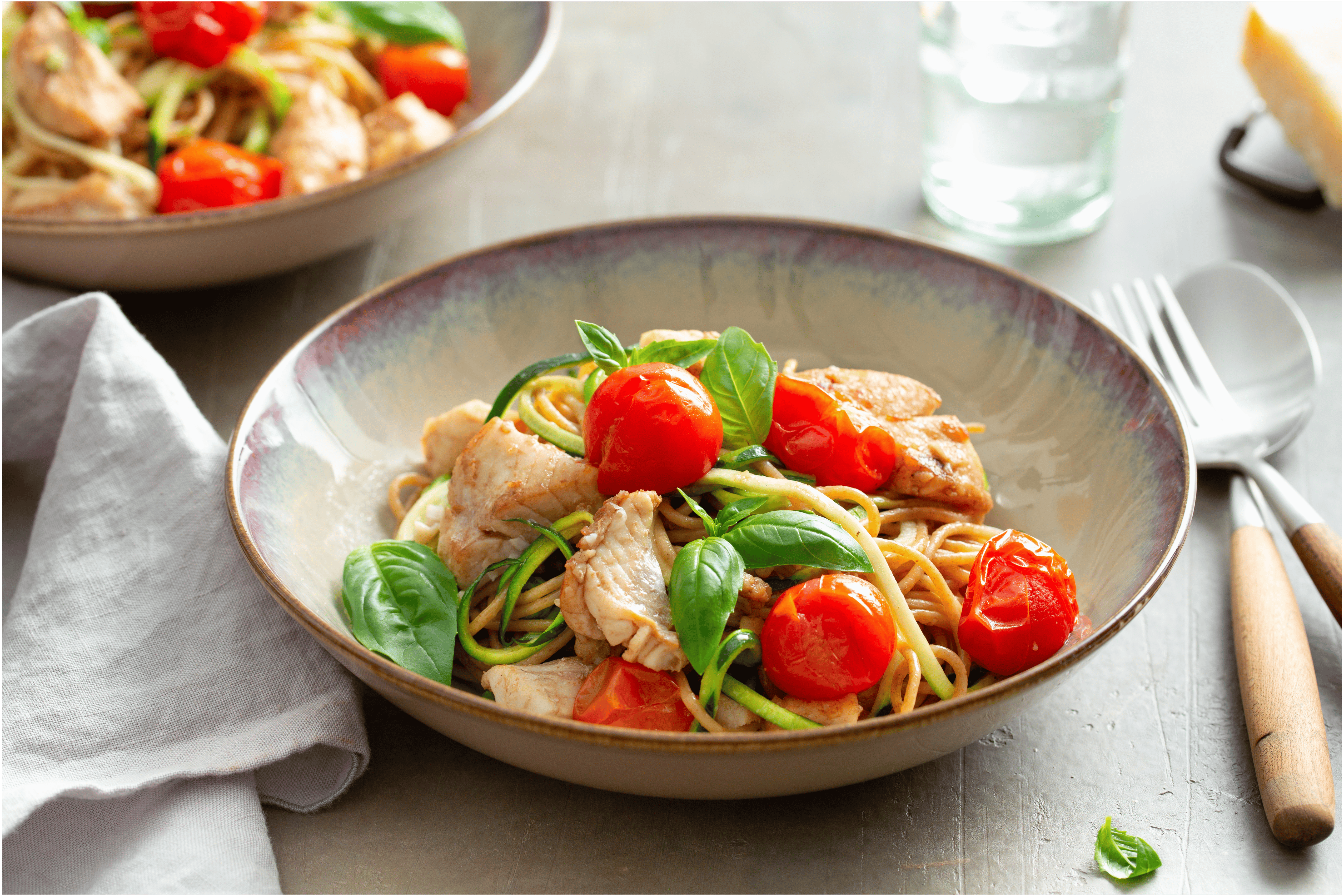 Courgette pasta met Victoriabaars