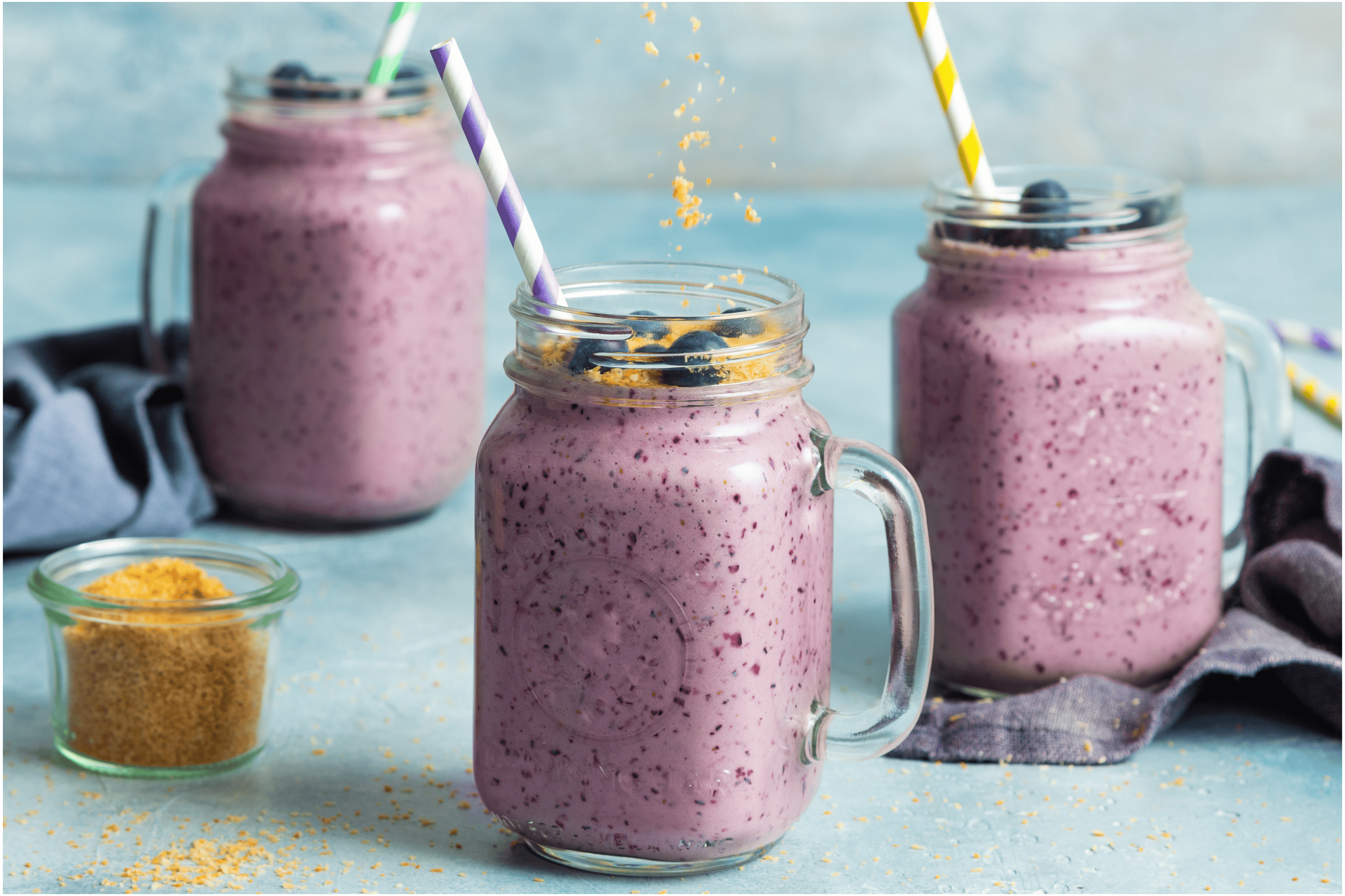 Blauwe bessen milkshake