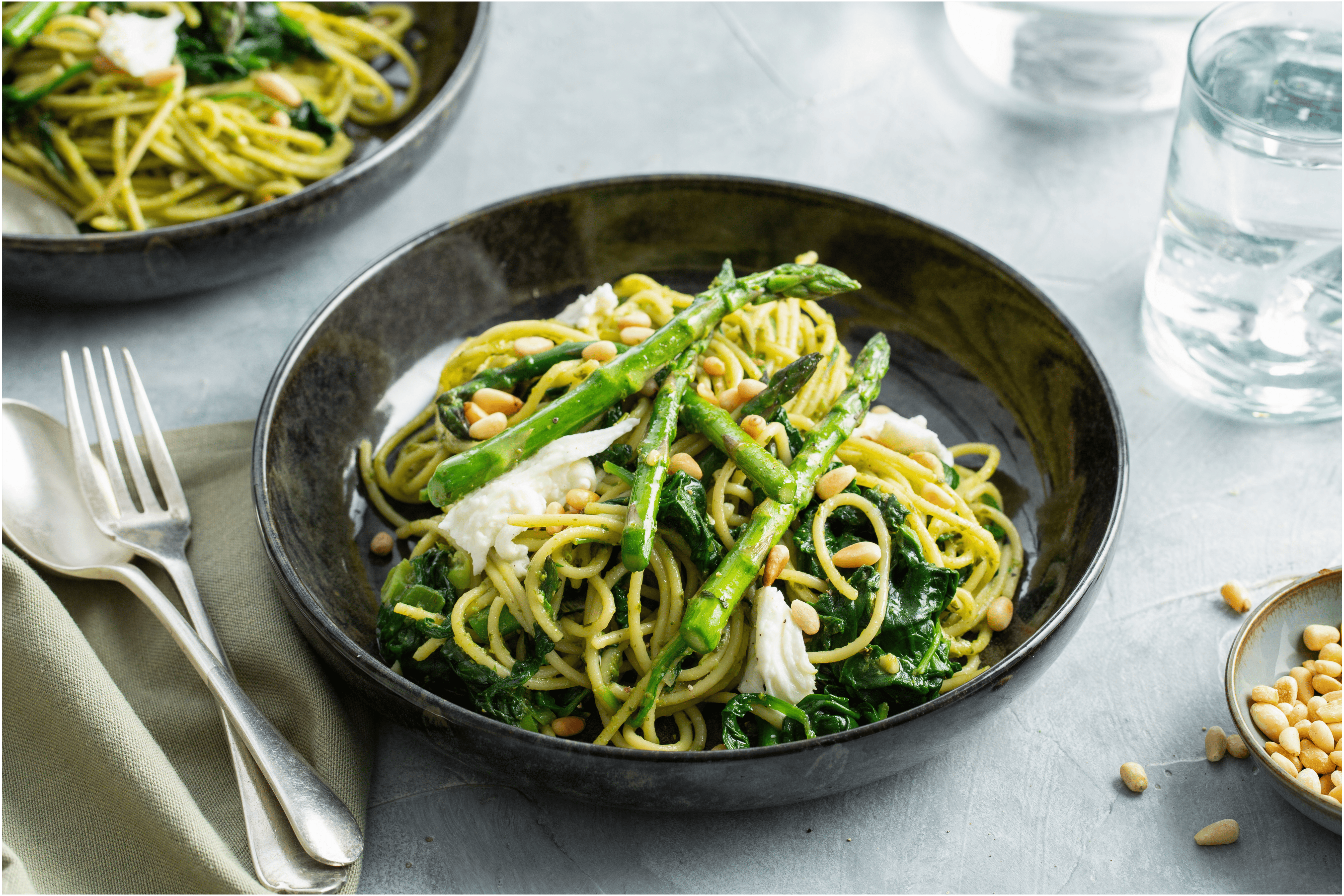 Pasta pesto met spinazie