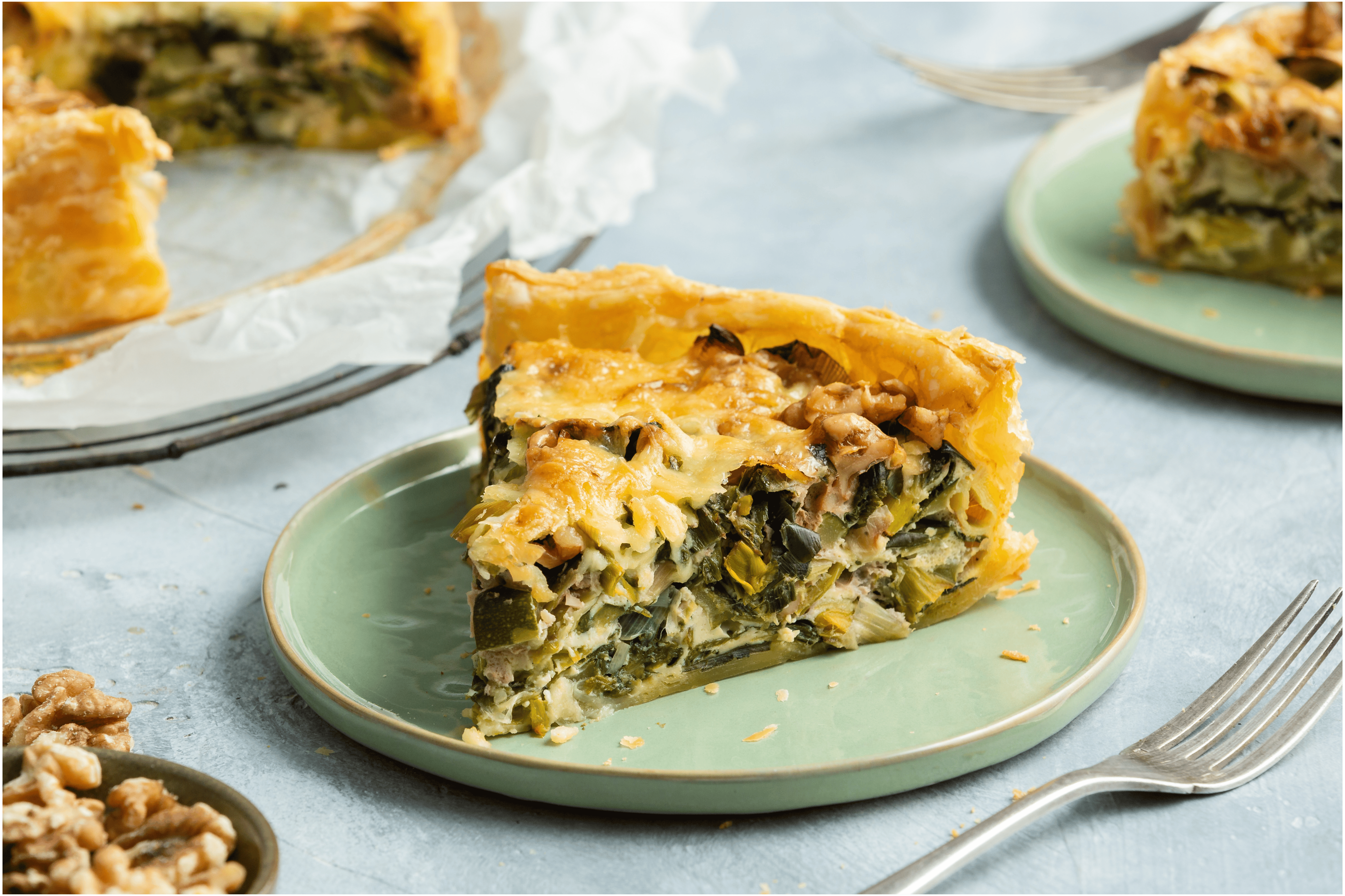 Quiche met groene groente en kaas