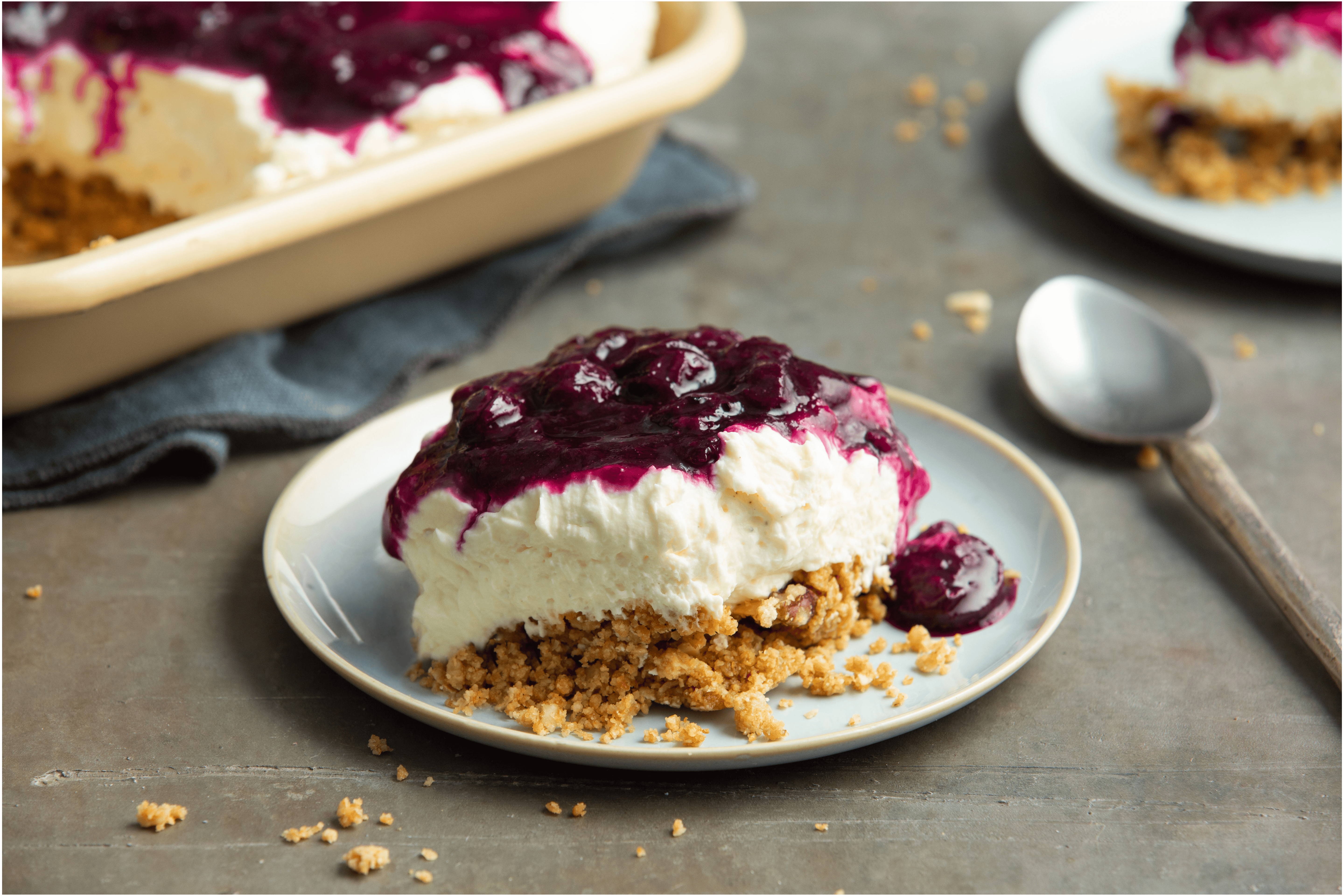 Blauwe bessen cheesecake