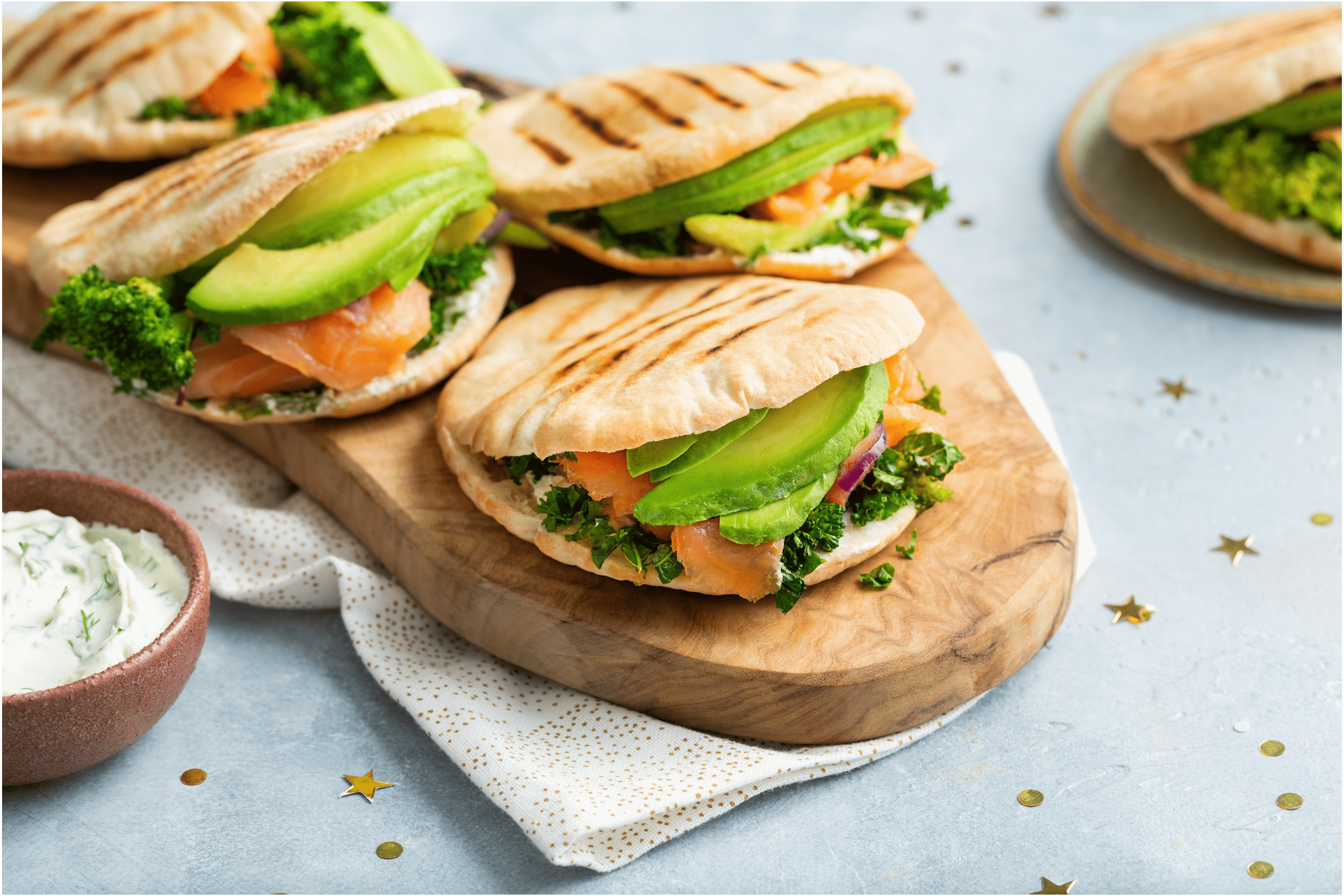Pita met gerookte zalm