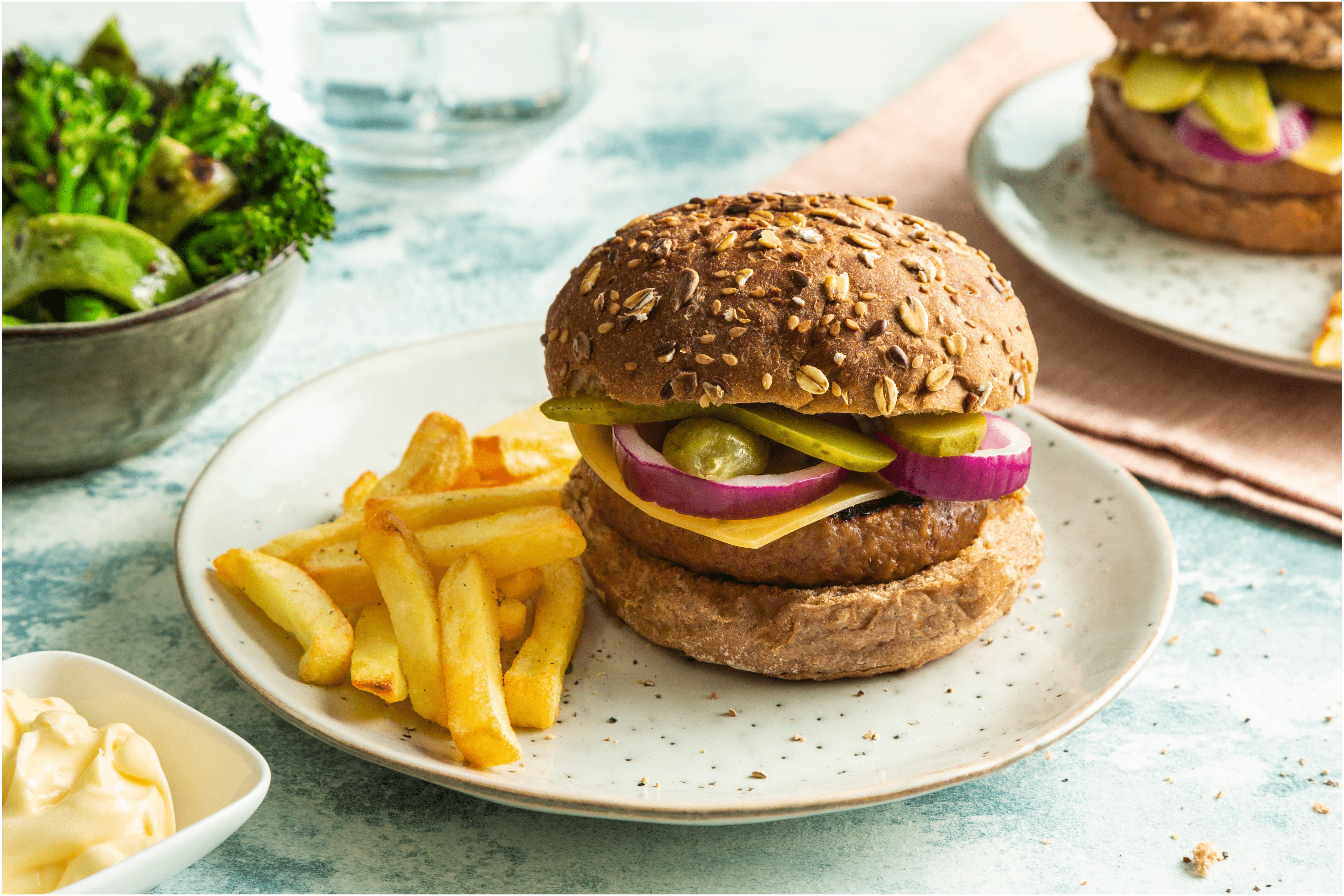 Cheeseburgers met groene groenten