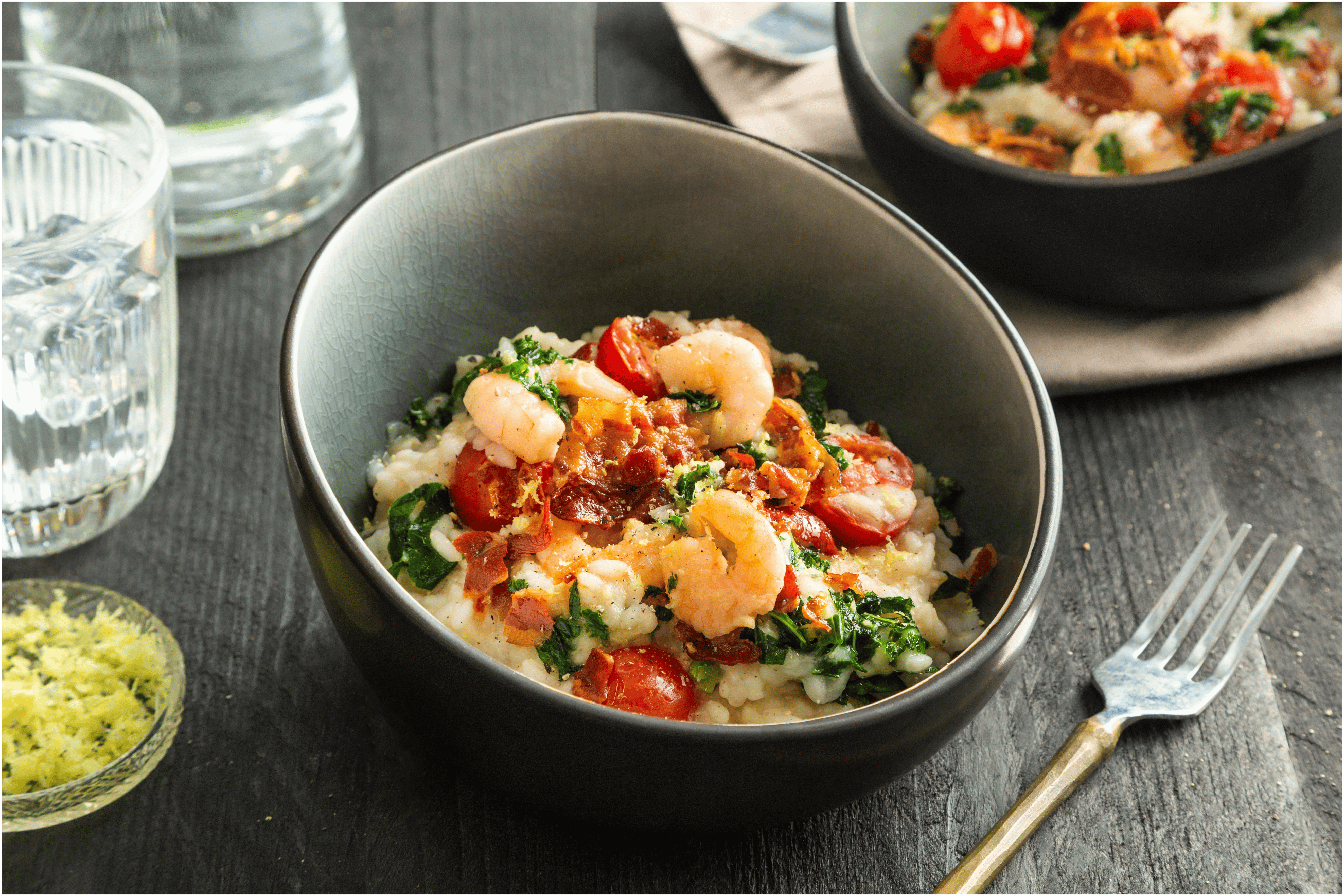 Risotto met garnalen en boerenkool