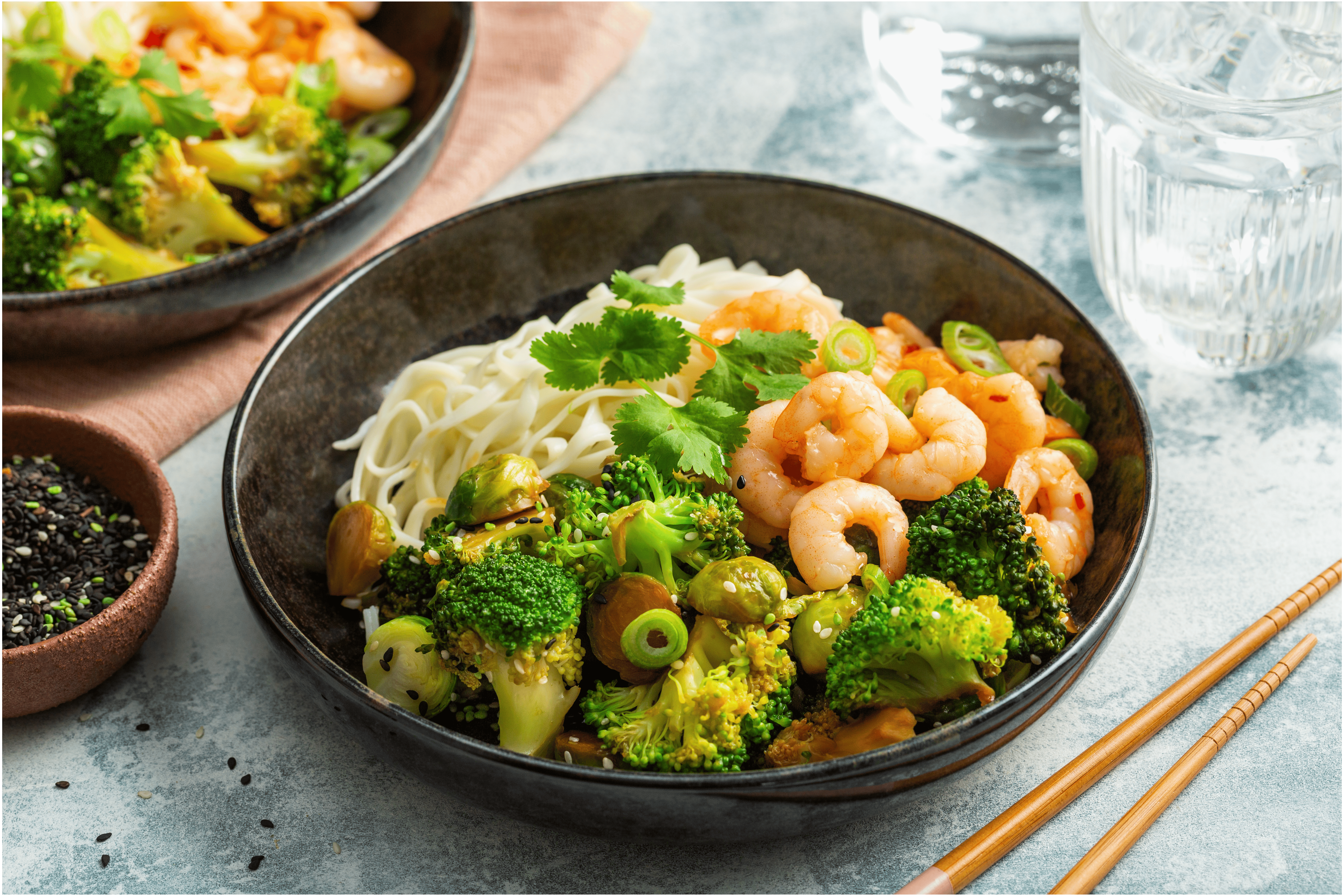 Sweet chili garnalen met Aziatische spruitjes