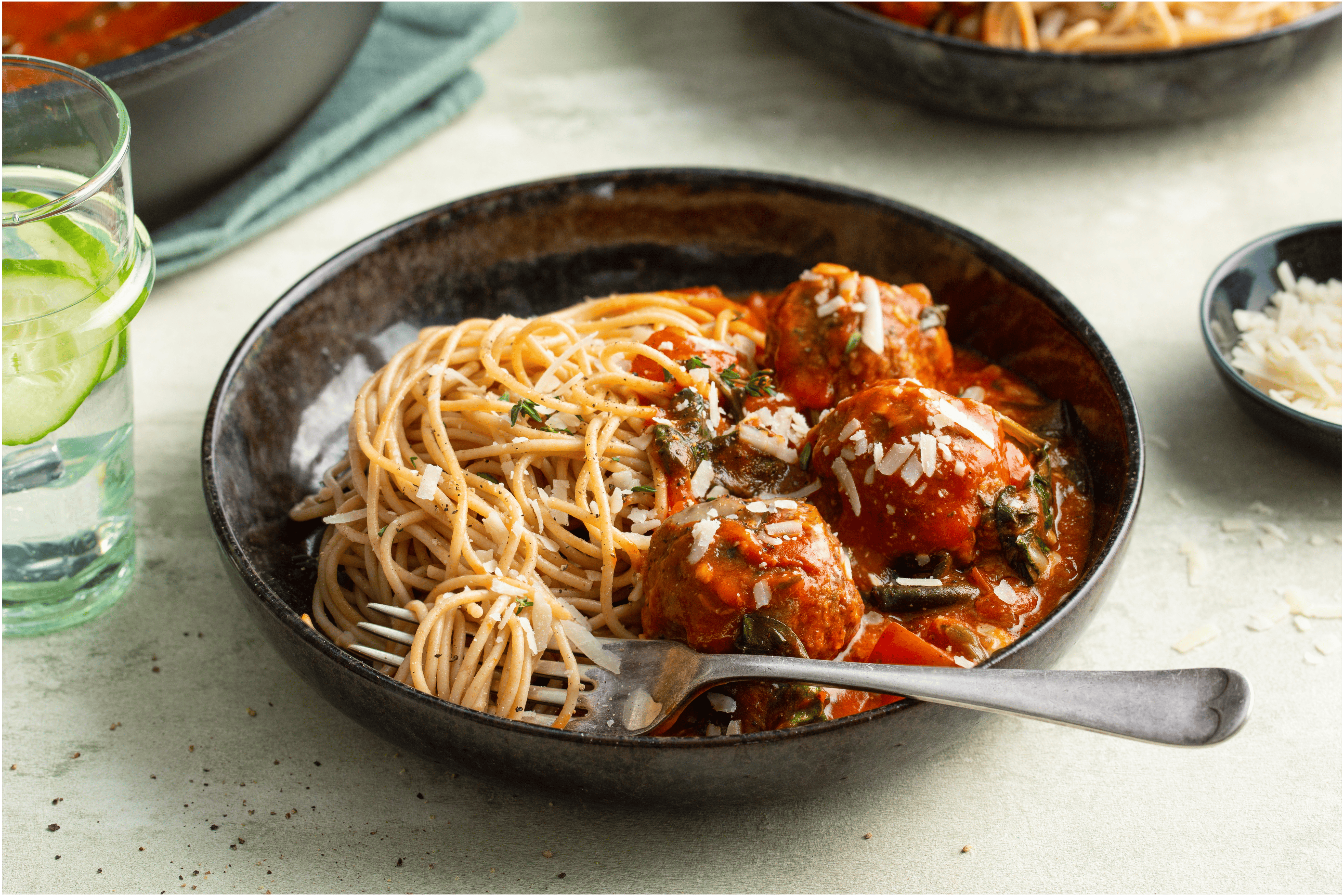 Spaghetti met gorgonzola en tijm balletjes