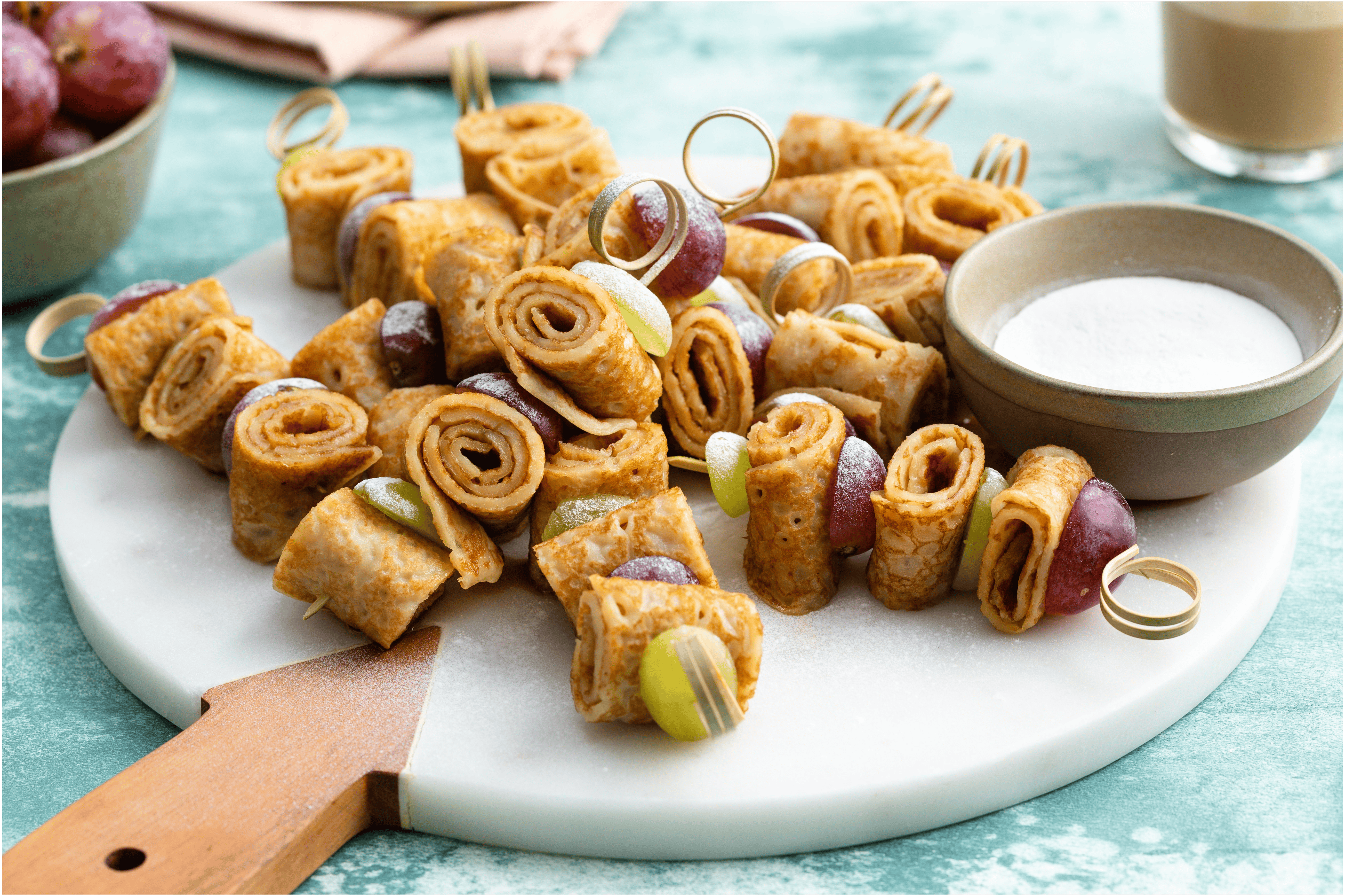 Pannenkoekspiesjes met druiven