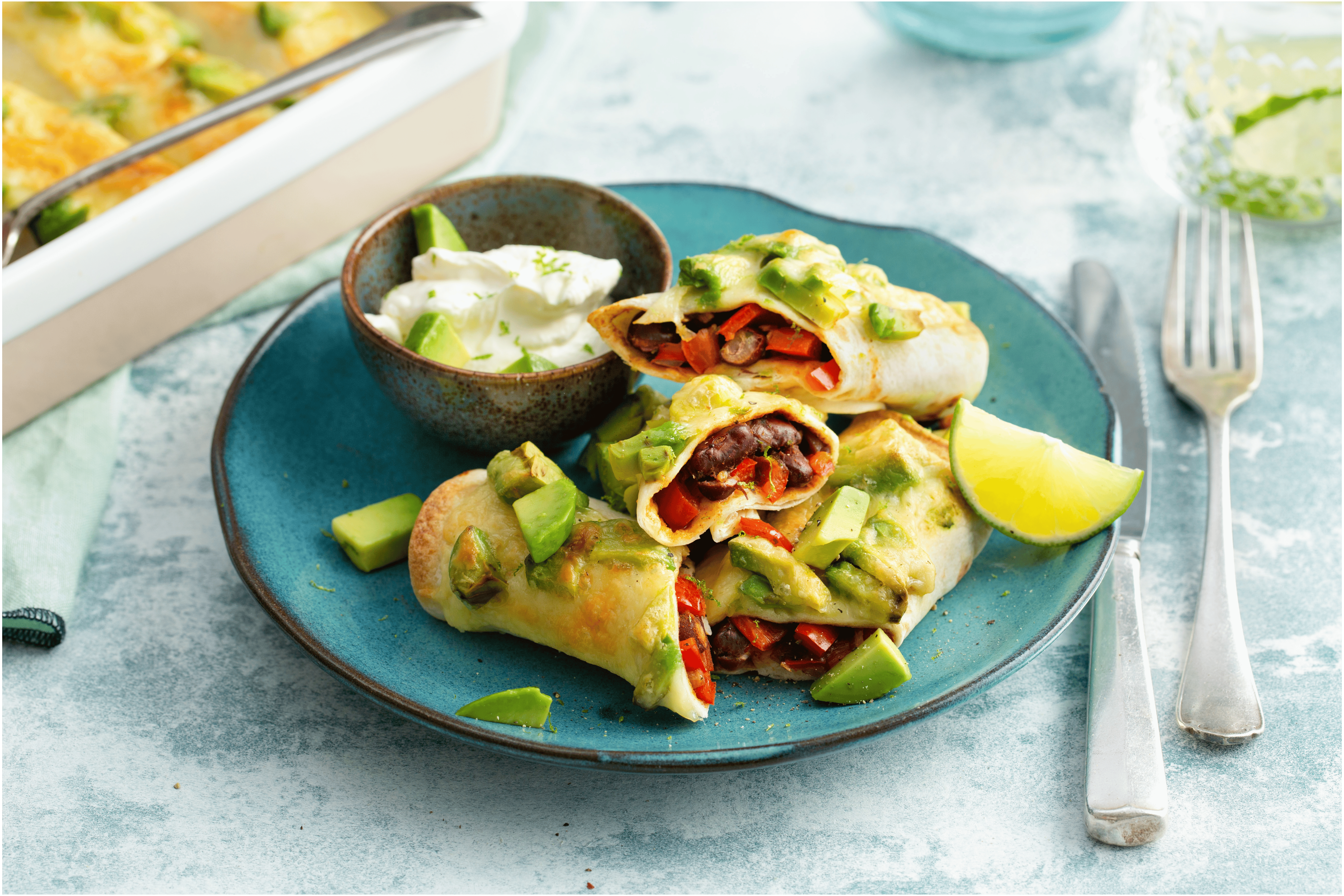 Vegetarische burrito's met zoete puntpaprika