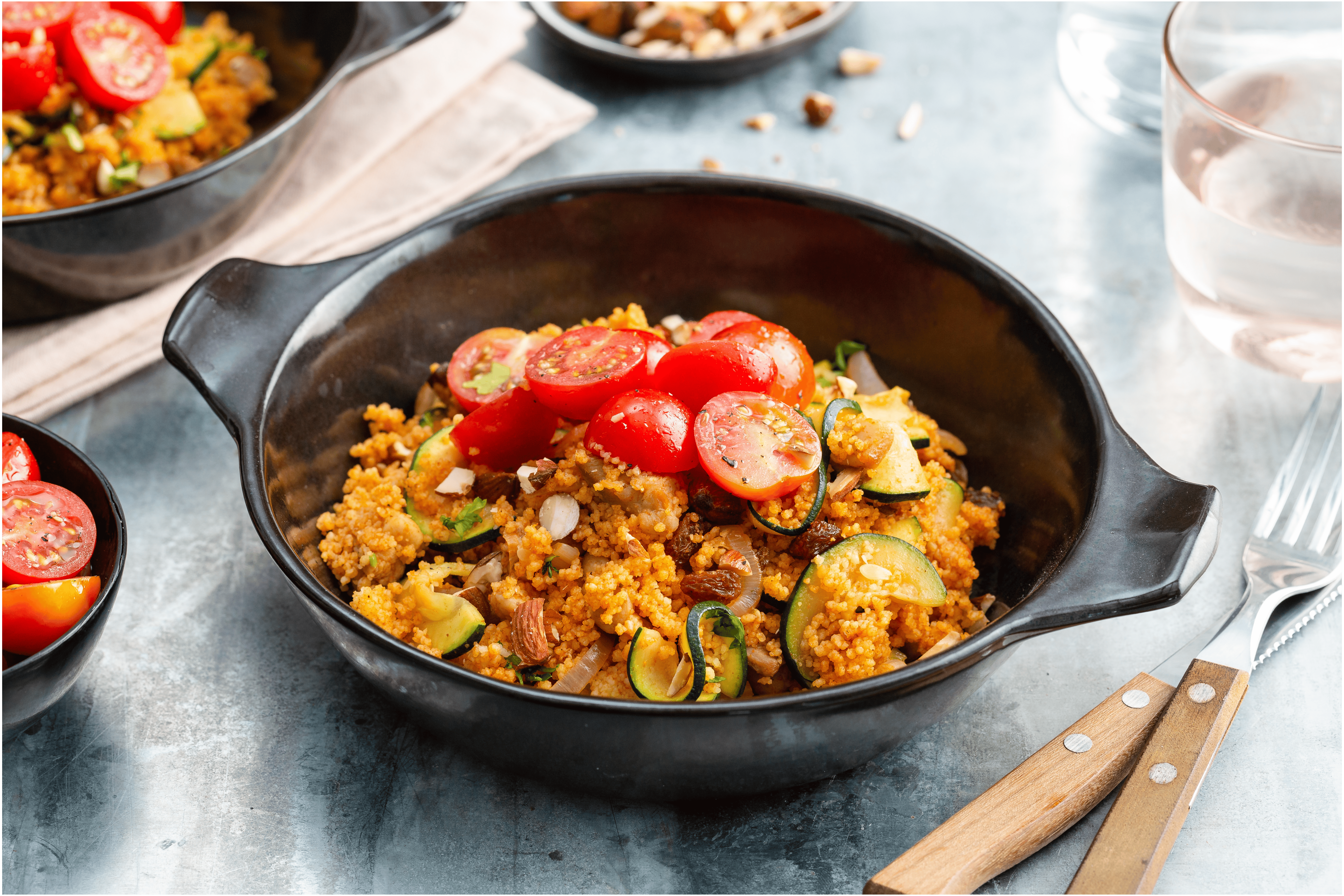 Pittige couscous met kip en rozijnen