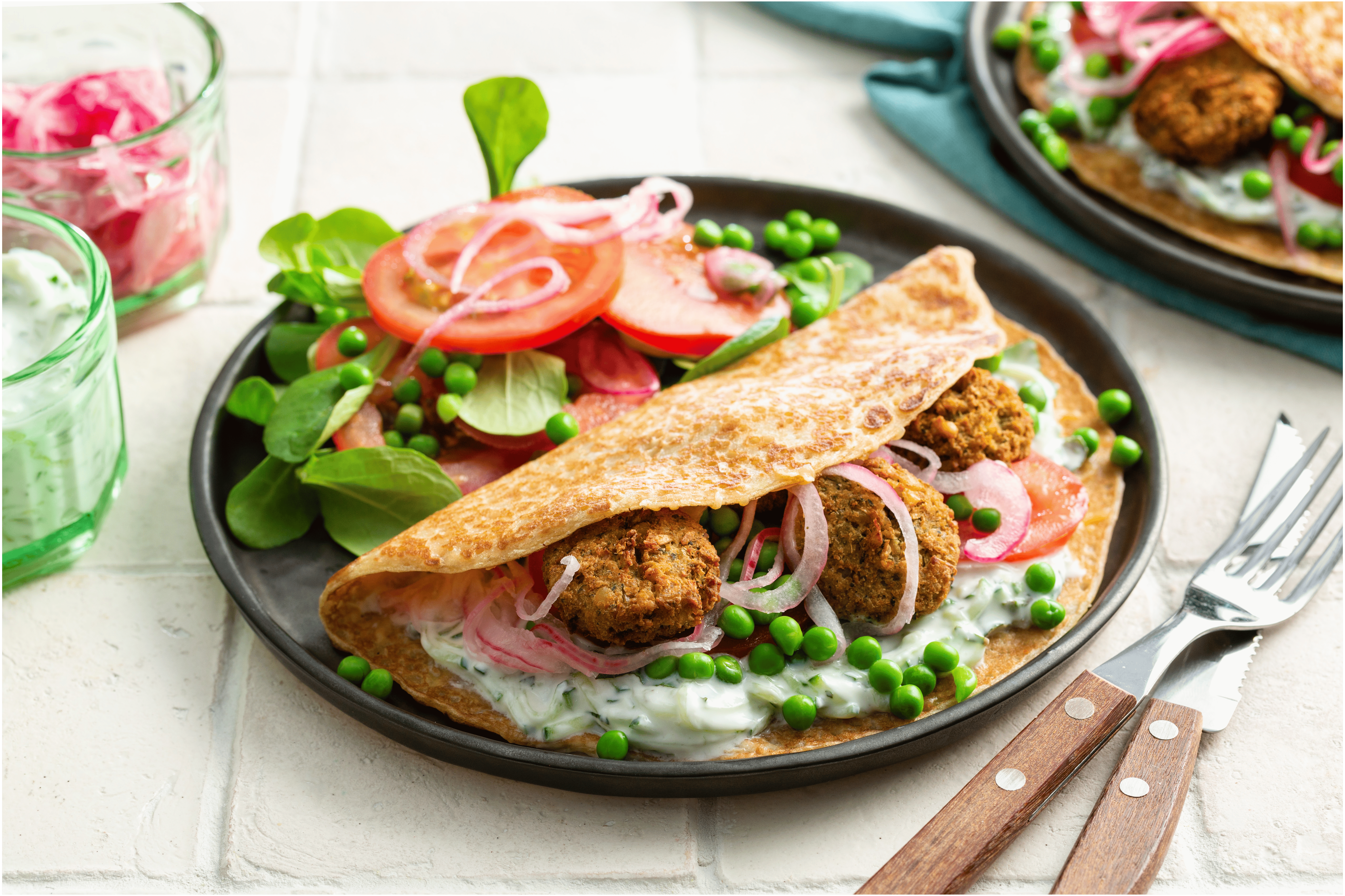 Hartige pannenkoek met falafel