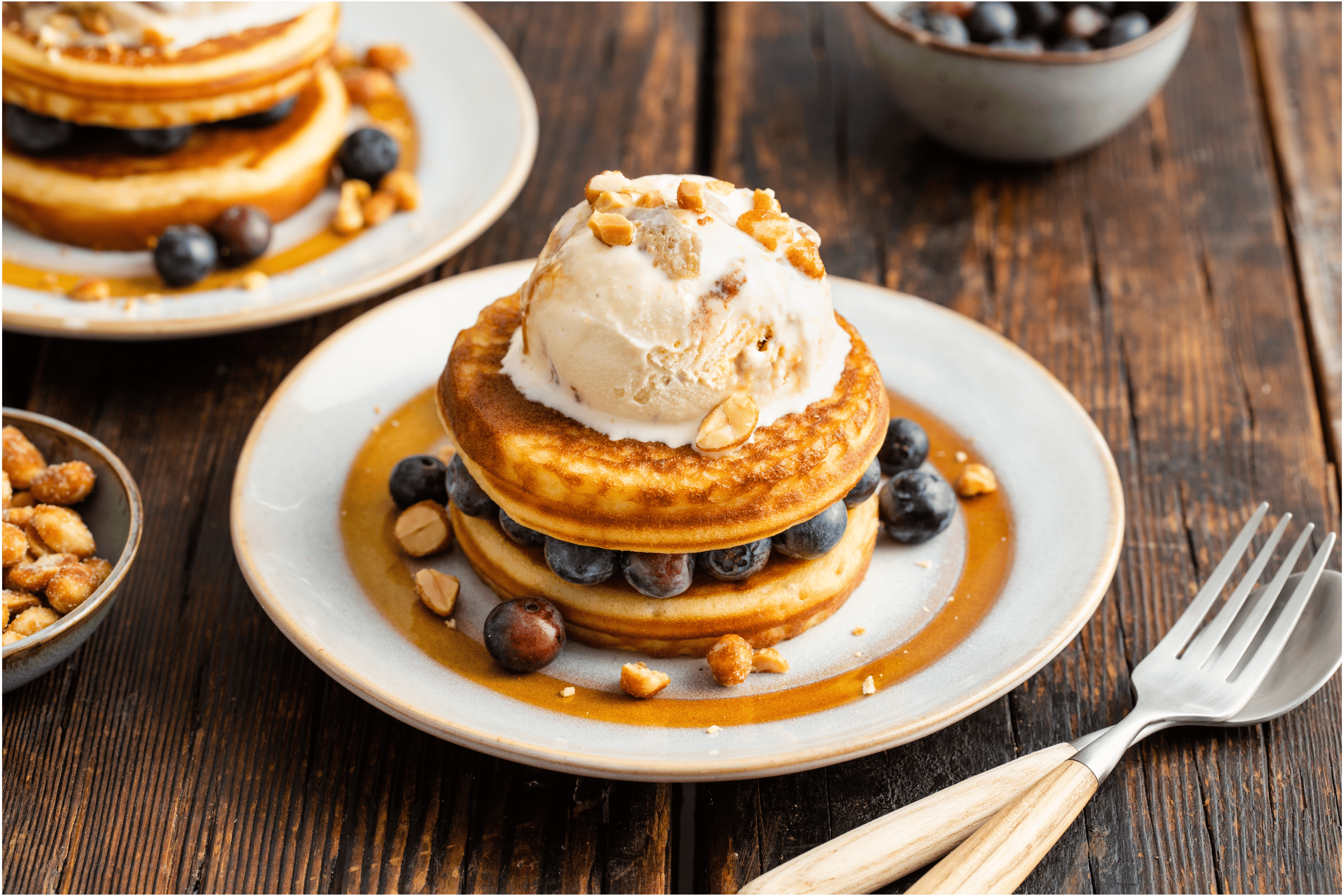 American pancakes met ijs