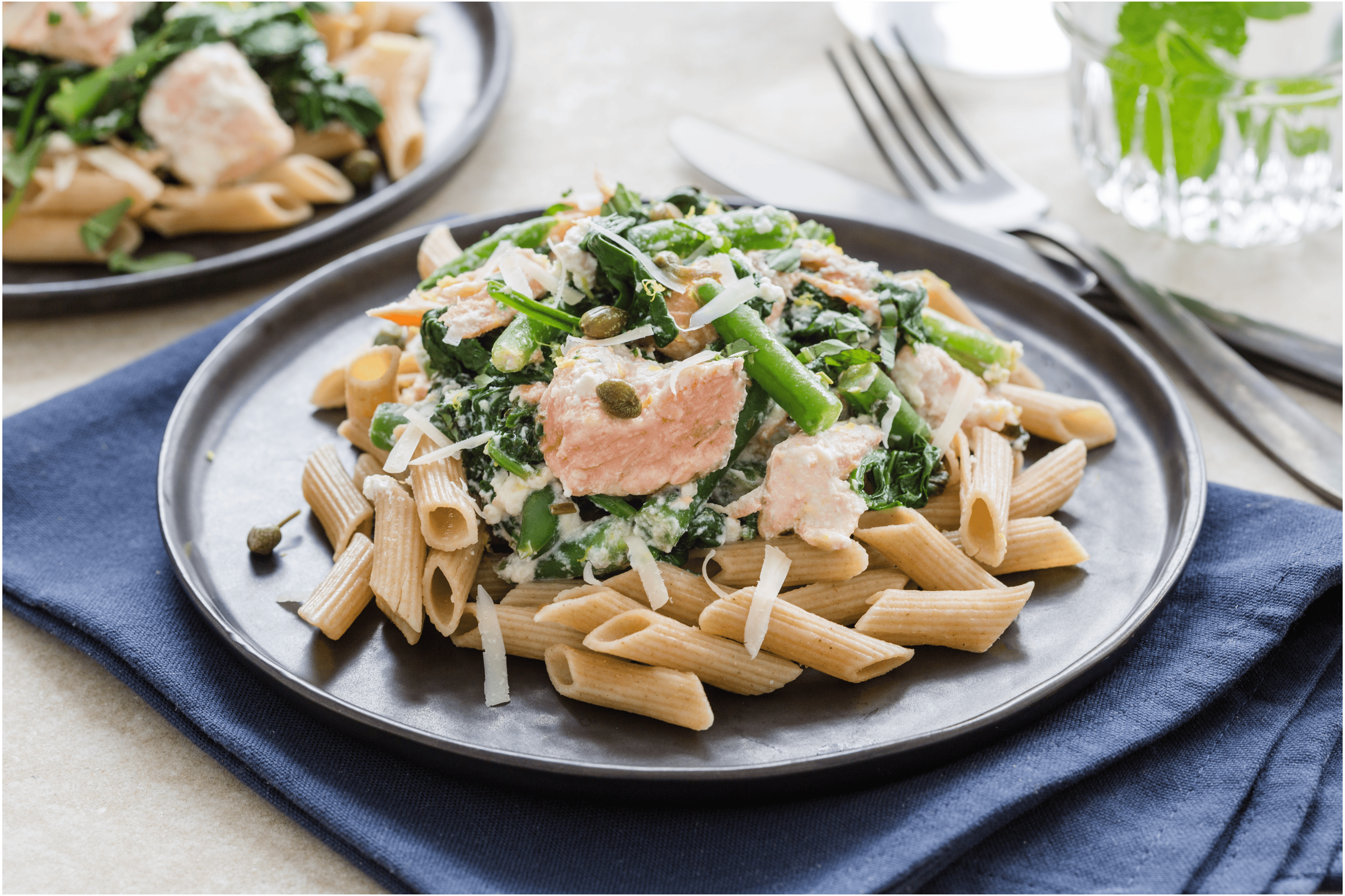 Romige pasta met zalm en citroen