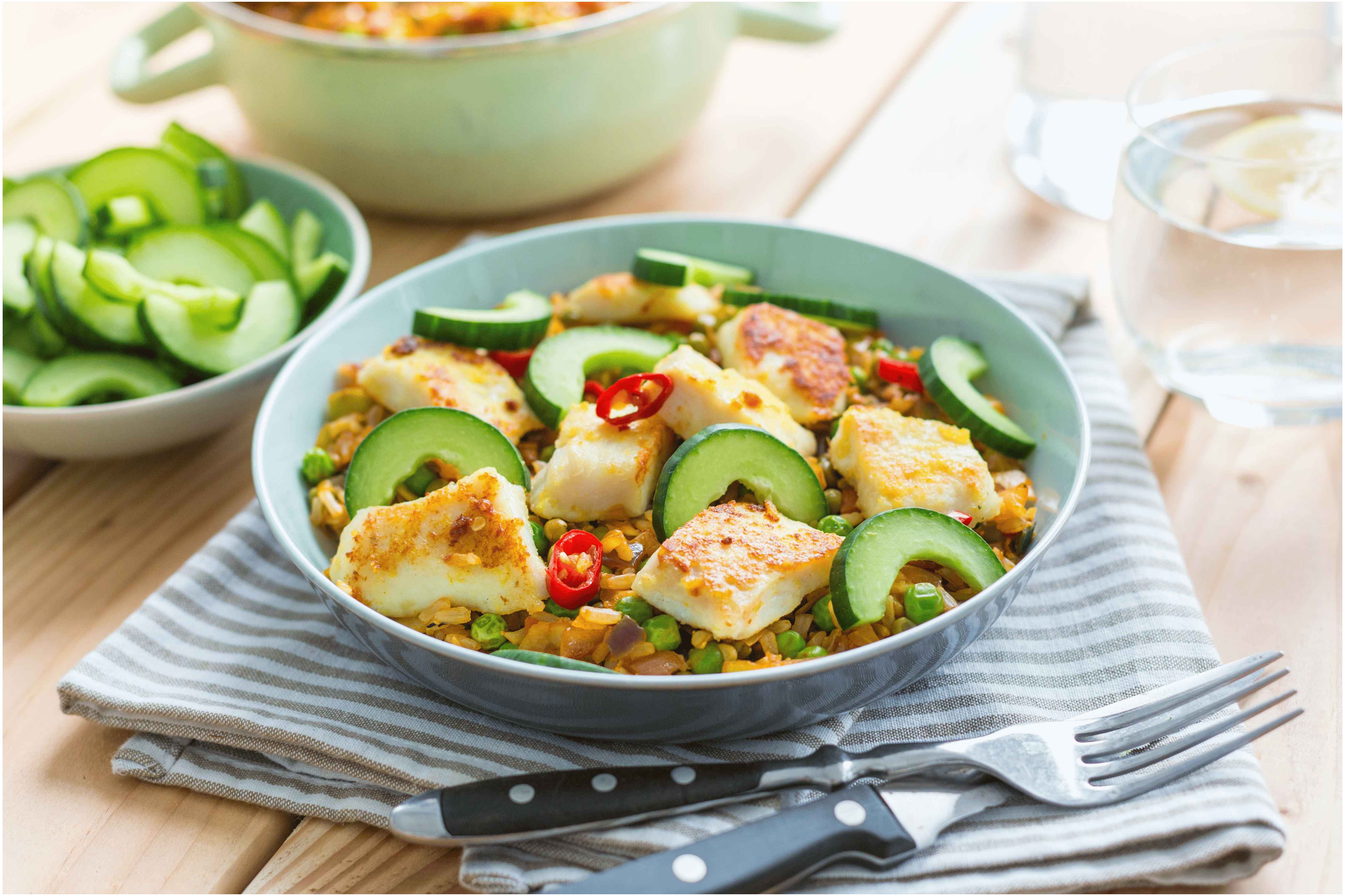 Nasi goreng met roergebakken vis