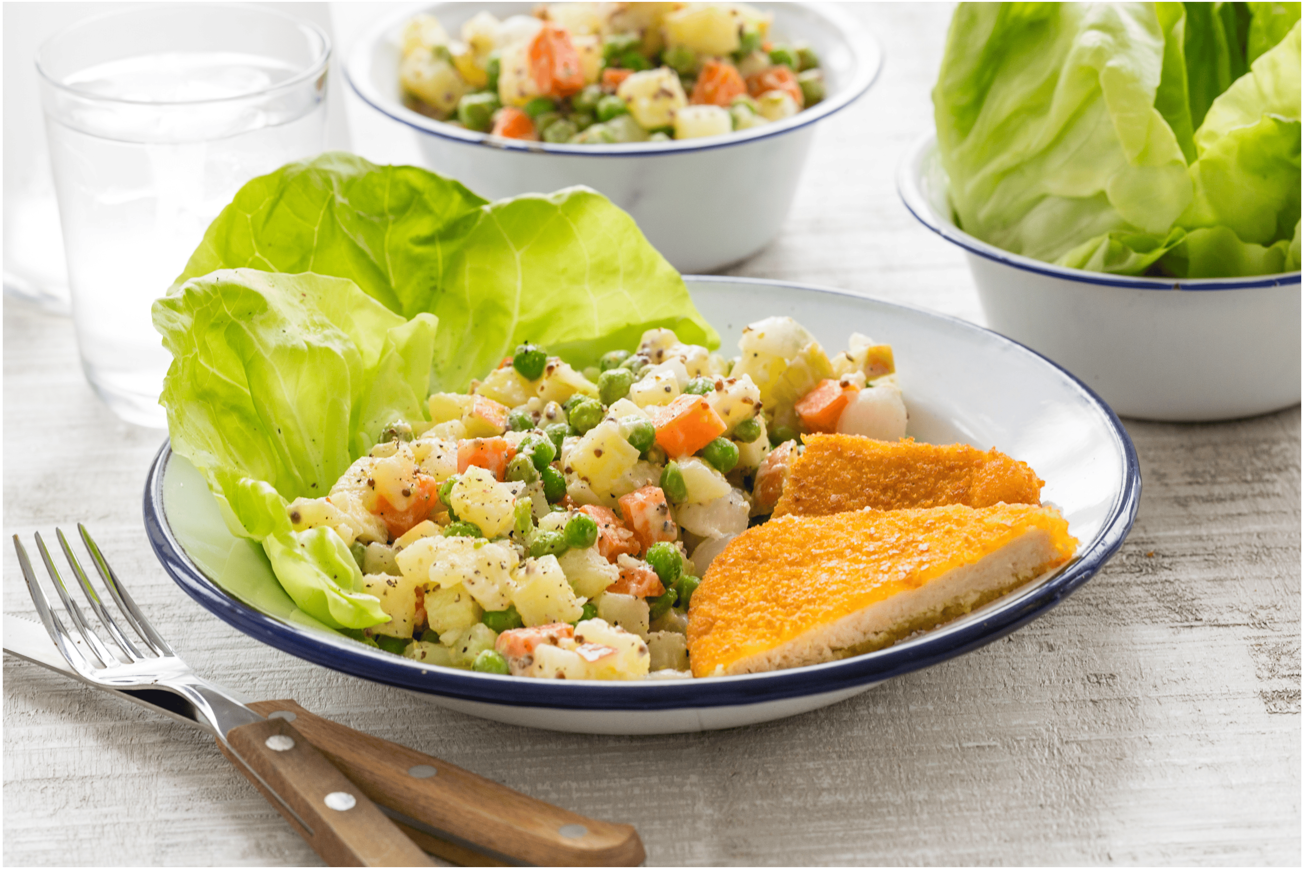 Vega schnitzels met frisse aardappelsalade