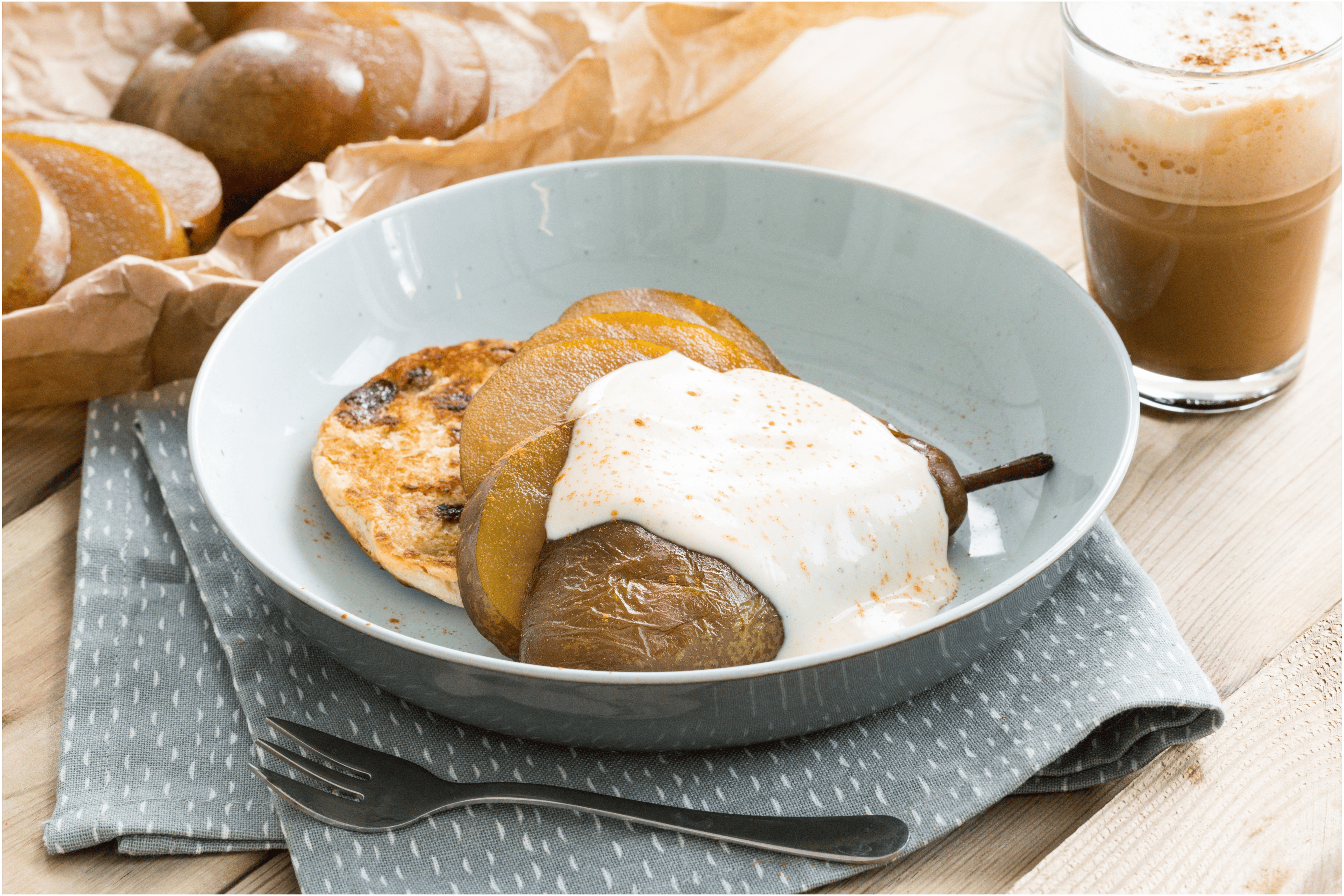 Koffieperen met vanilleyoghurt