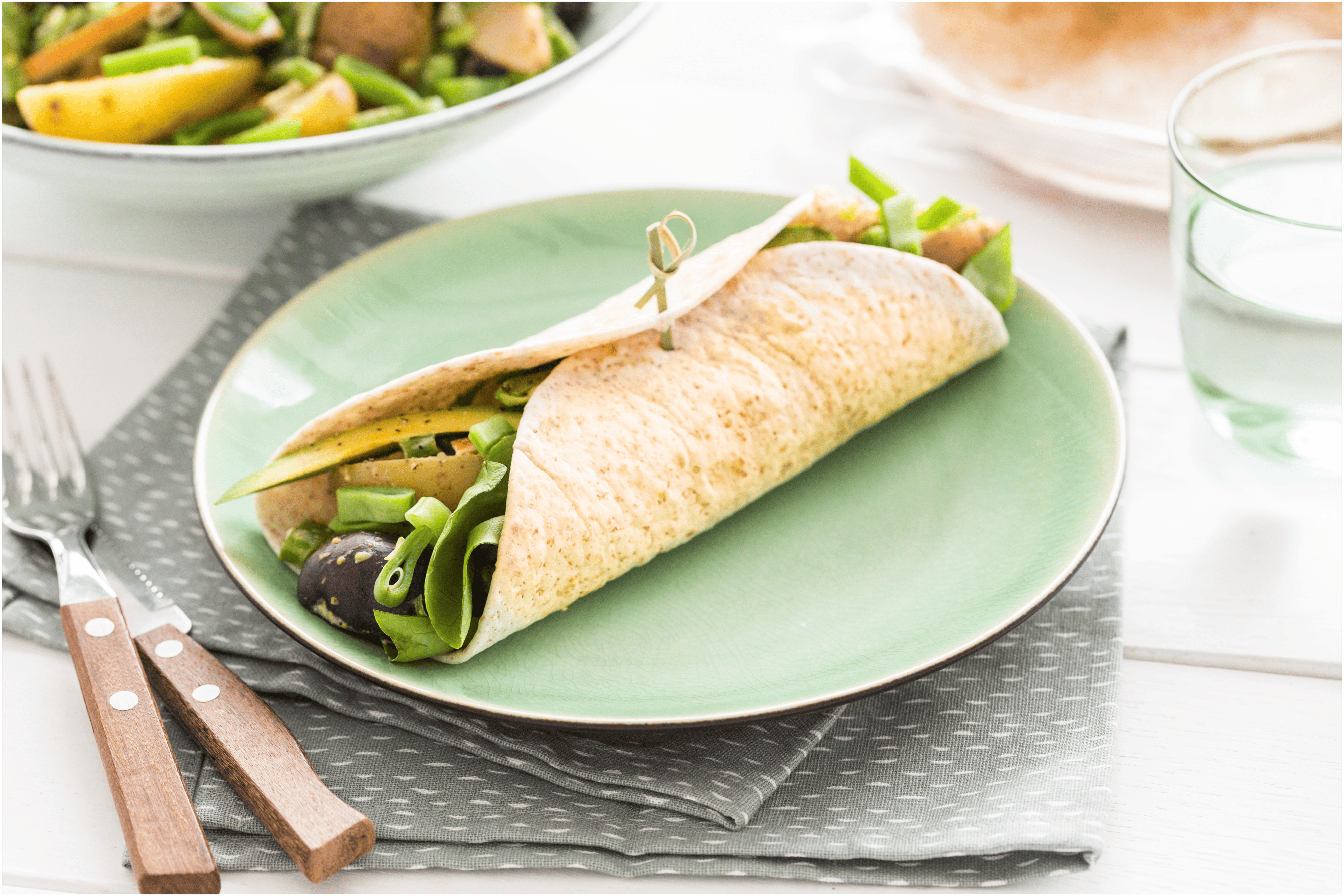 Wraps met snijbonen en gerookte kip