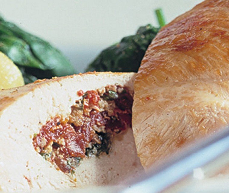 Gevulde kipfilet op z'n Italiaans met spinazie