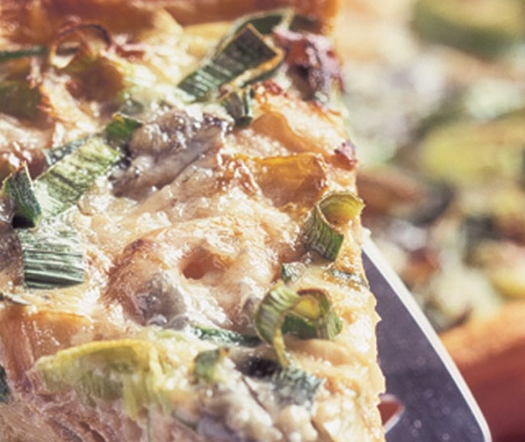 Quiche met witlof, gorgonzola en prei