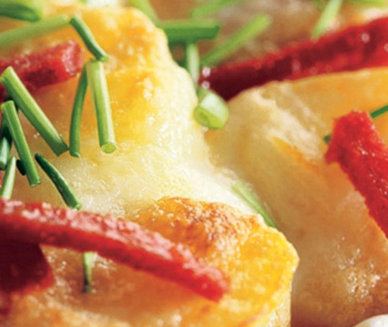 Tomaten-aardappelgratin met  Italiaanse kazen