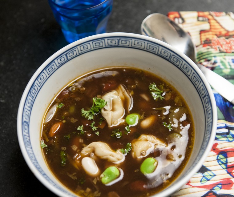 Minestronesoep met ravioli