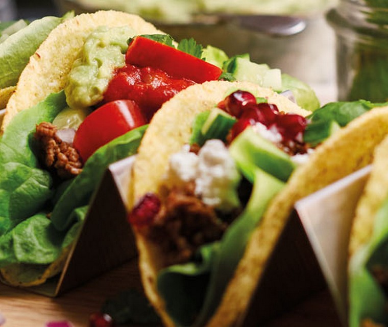 Taco's met feta en granaatappel