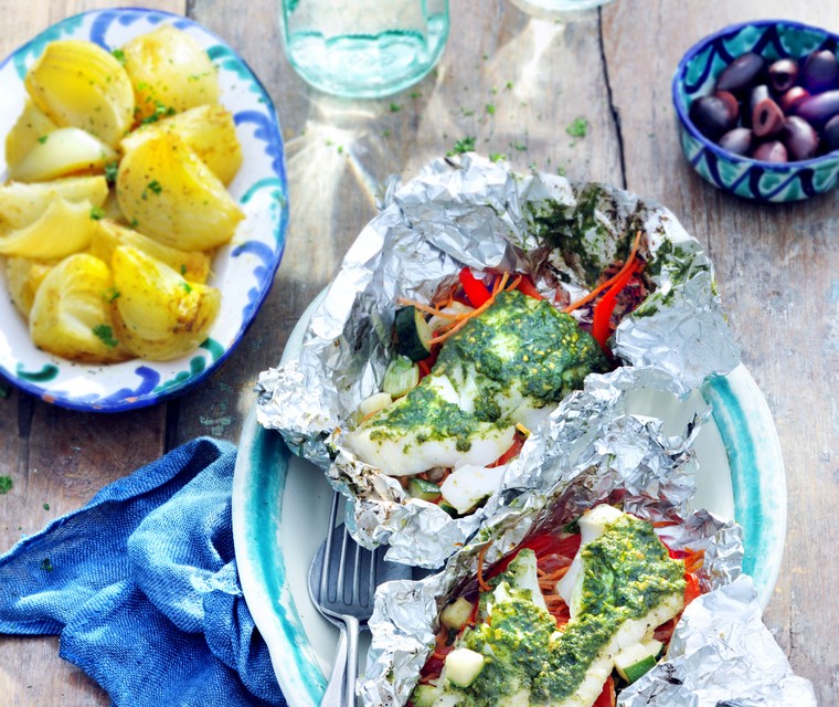 Pakketje vis, naar idee van Imke