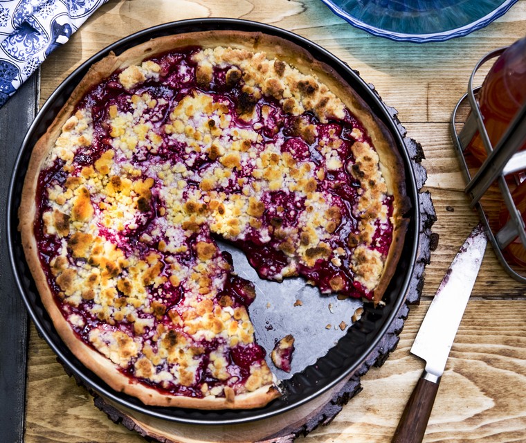 Frambozenkruimelvlaai