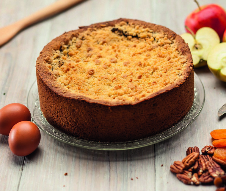 Fruitige appelkruimeltaart