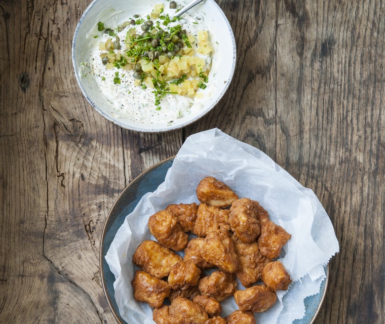 Kibbeling met zelfgemaakte remouladesaus