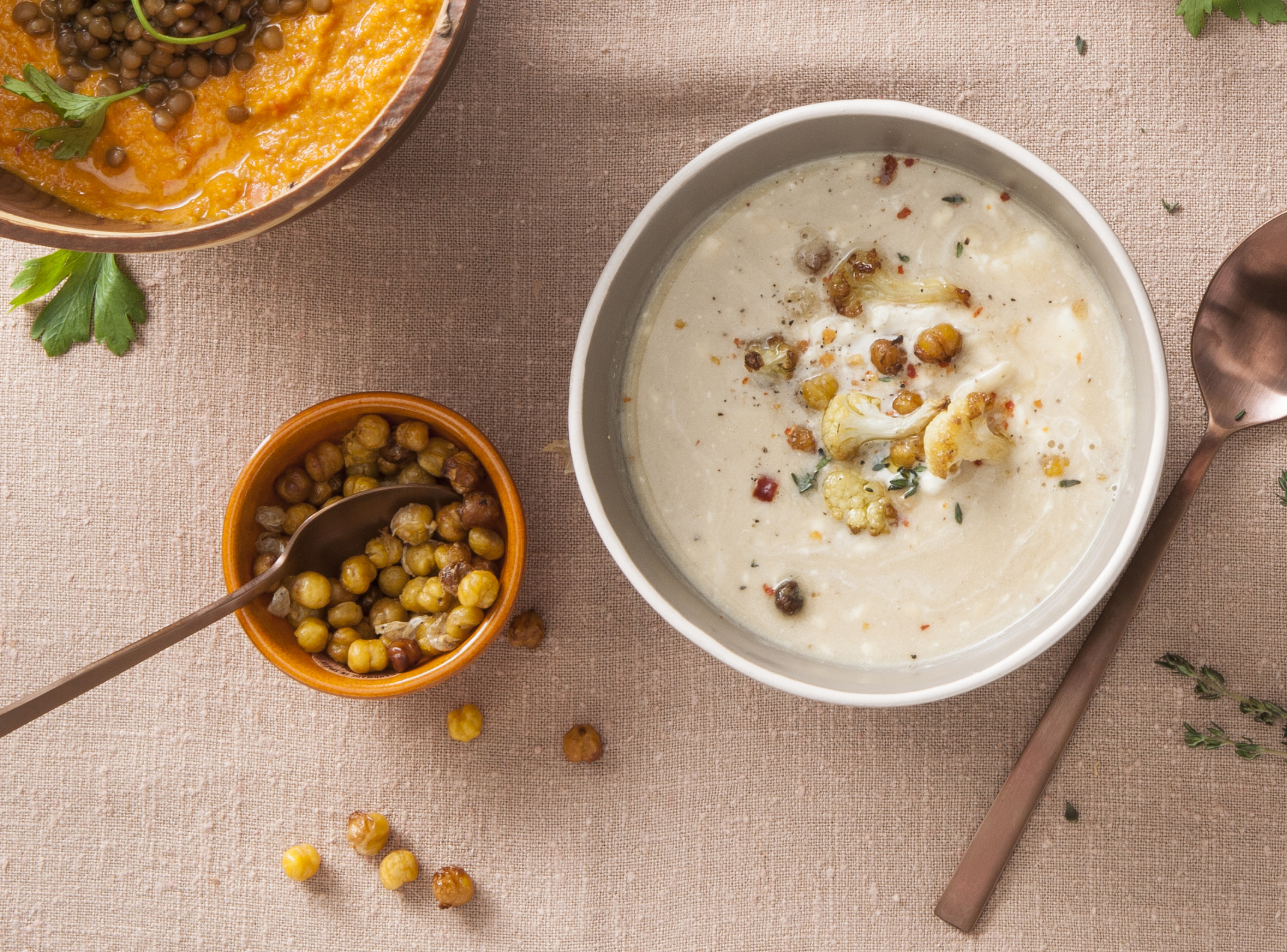 Geroosterde bloemkool - kikkererwtensoep